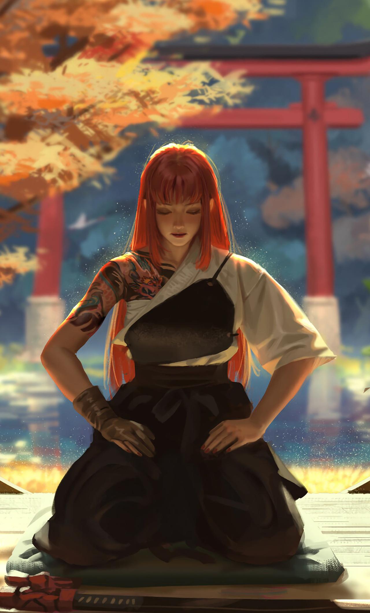 1280x2120 Asian Warrior Girl Meditation 4k iPhone HD 4k Wallpaper, Image, Background, Photo and Picture