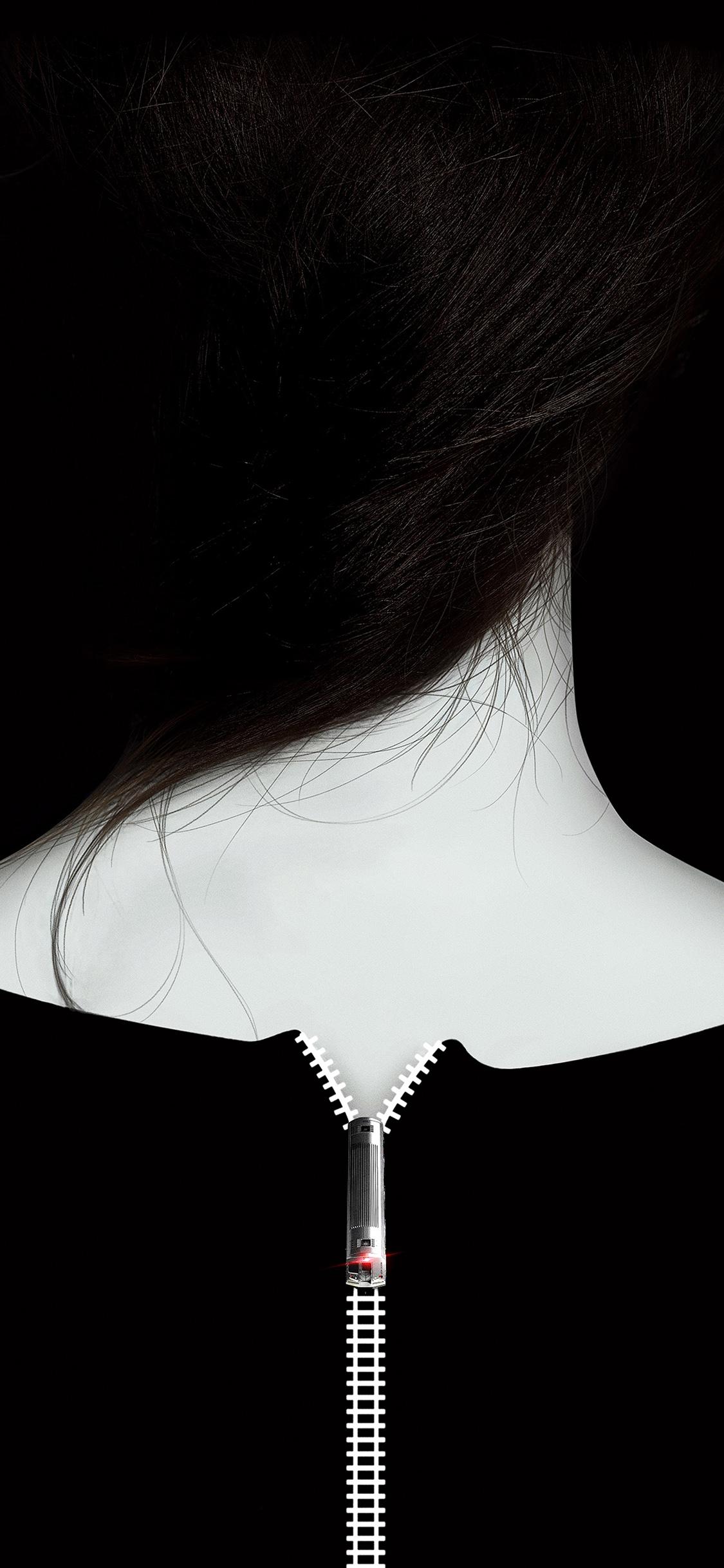 1125x2436 Girl On The Train Dark Back Simple Art Illustration Wallpaper