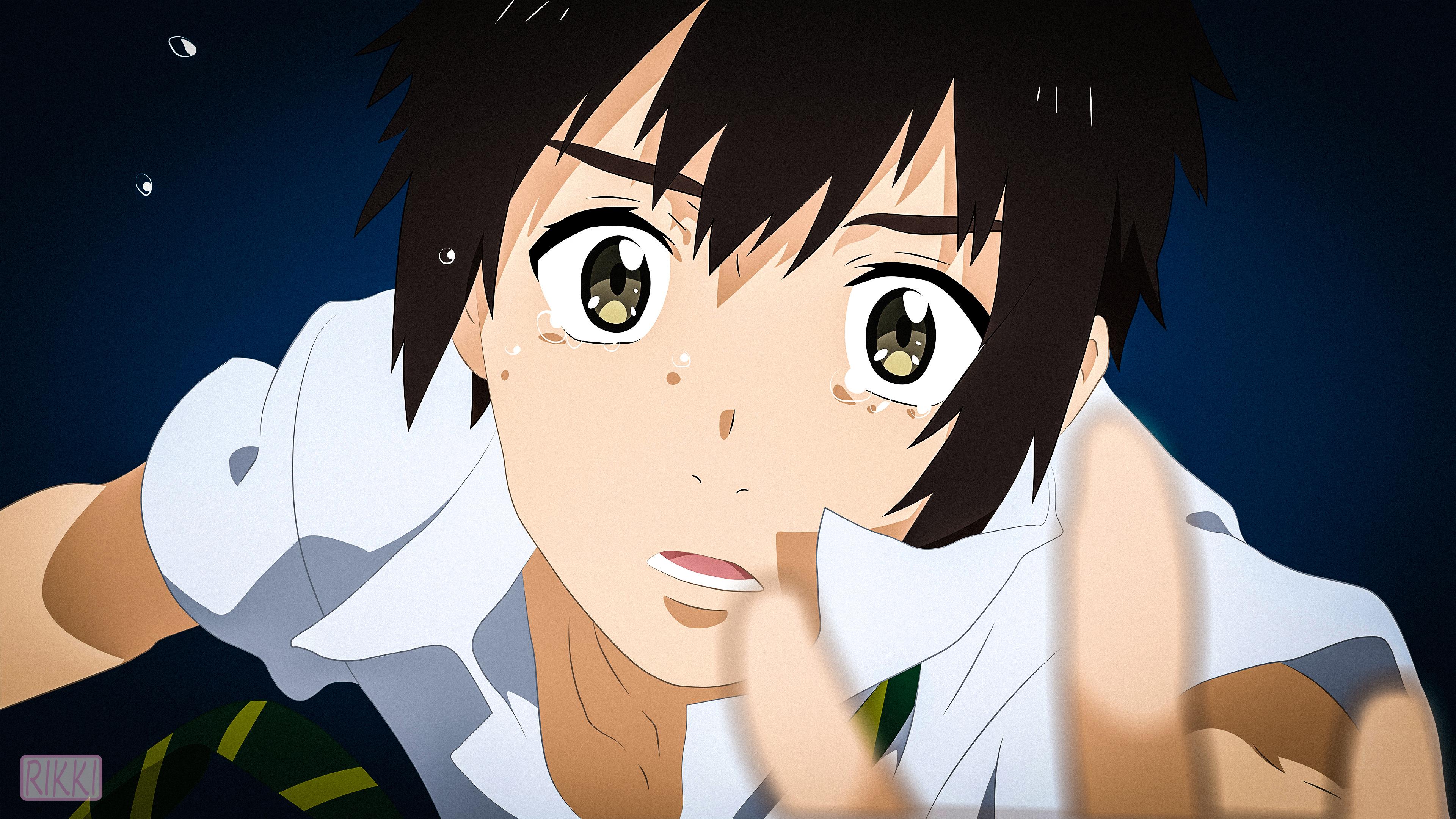 3840x2160 Kimi No Na Wa. Minimalist Taki Tachibana Tears Vector 4K HD Your Name Wallpaper