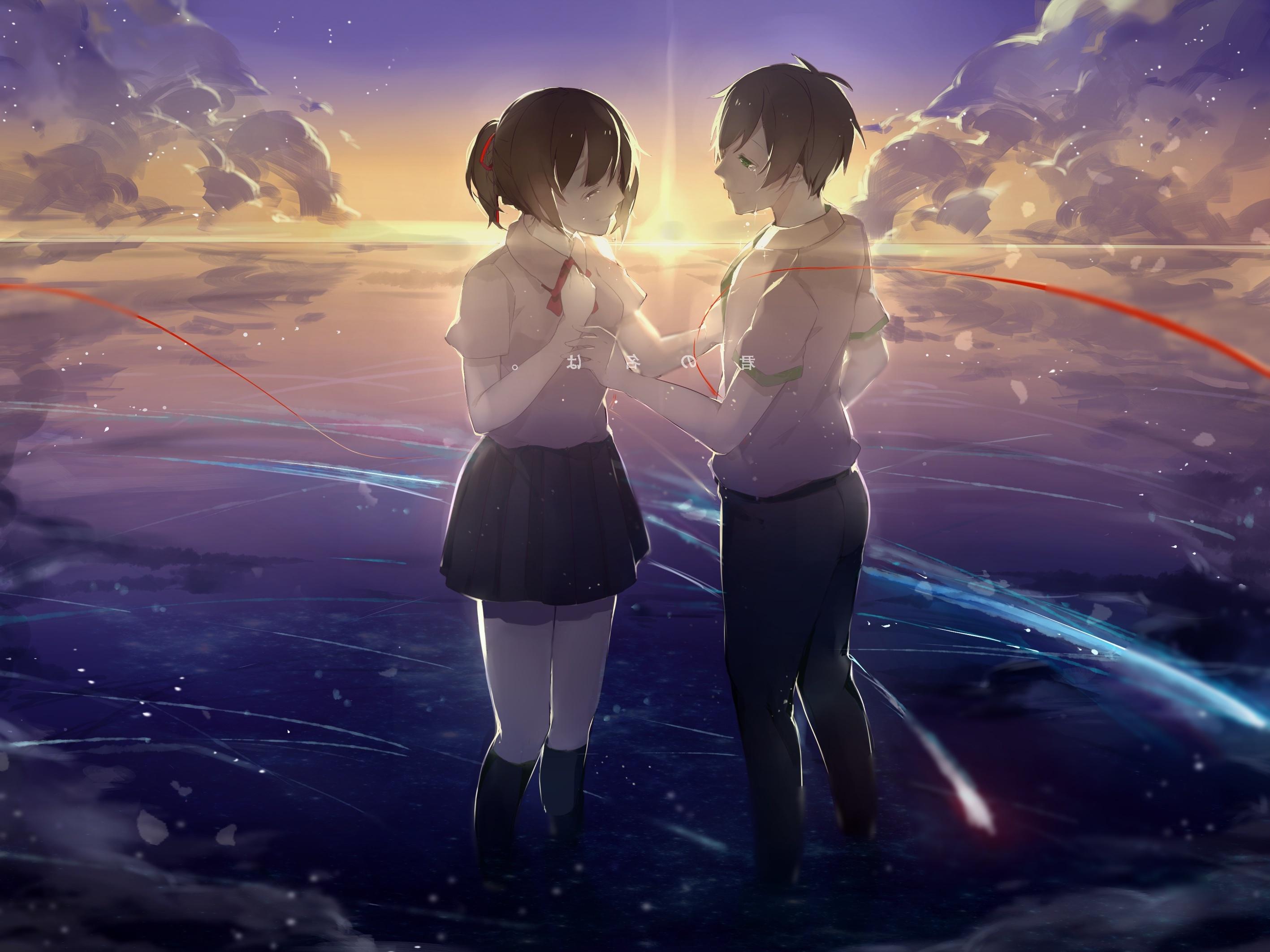 2834x2125 Wallpaper Tears, Bonds, Clouds, Mitsuha Miyamizu, Kimi No Na Wa, Taki Tachibana:2834x2125