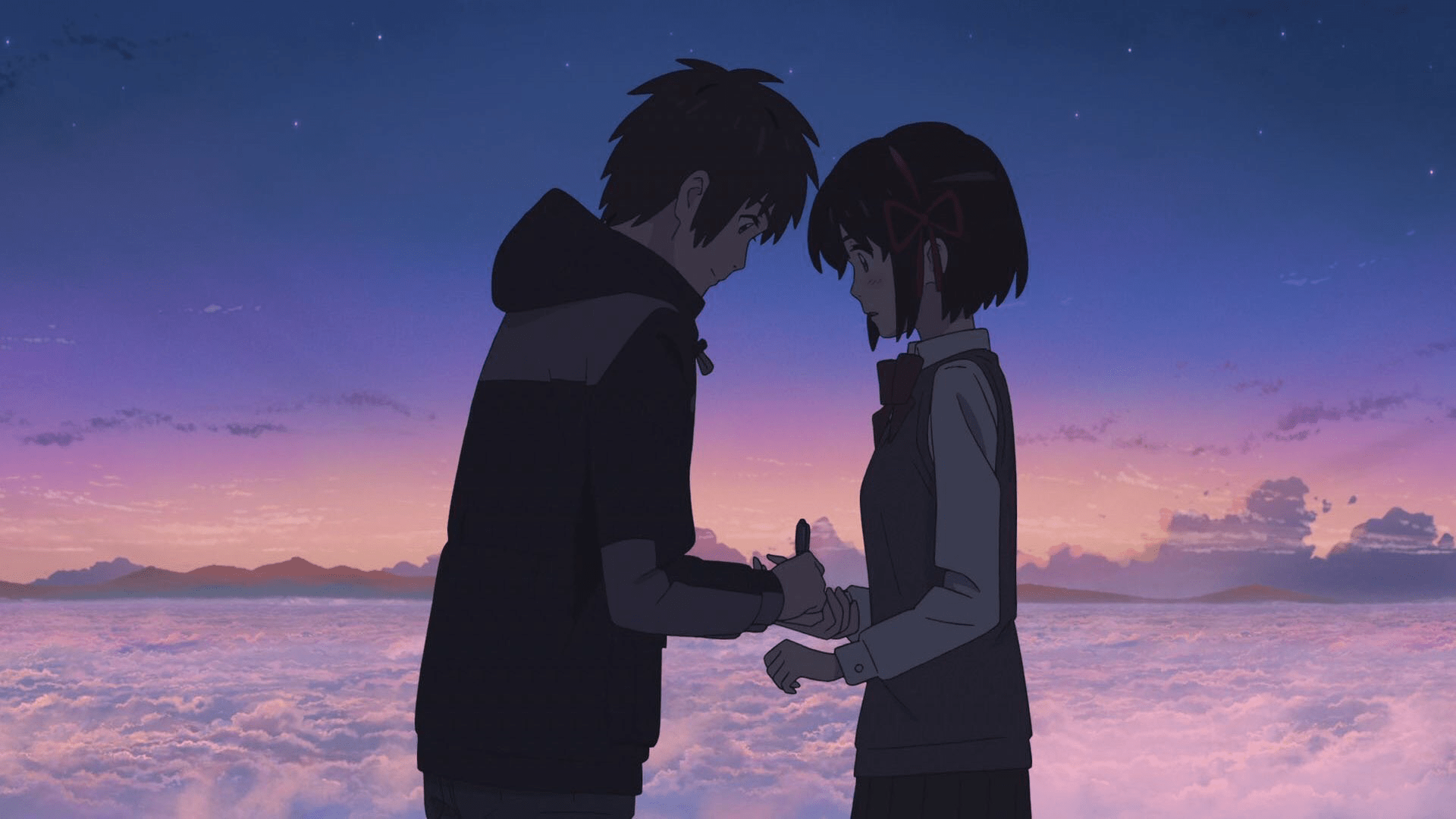 1920x1080 Wallpaper / Kimi no Na Wa, love, landscape, anime, Taki Tachibana, Mitsuha Miyamizu