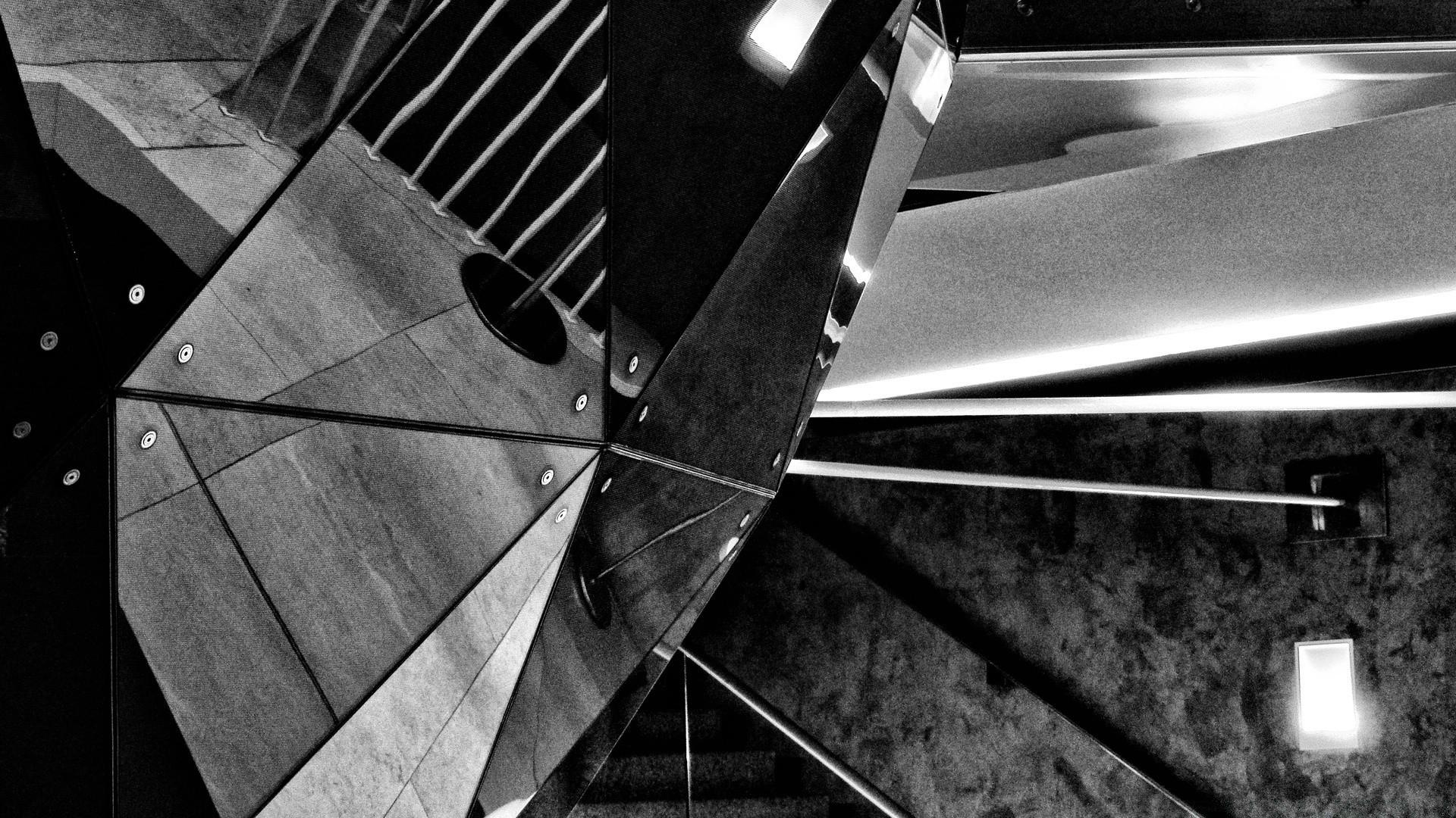 1920x1080 Black And White Monochrome Steel Step Architecture