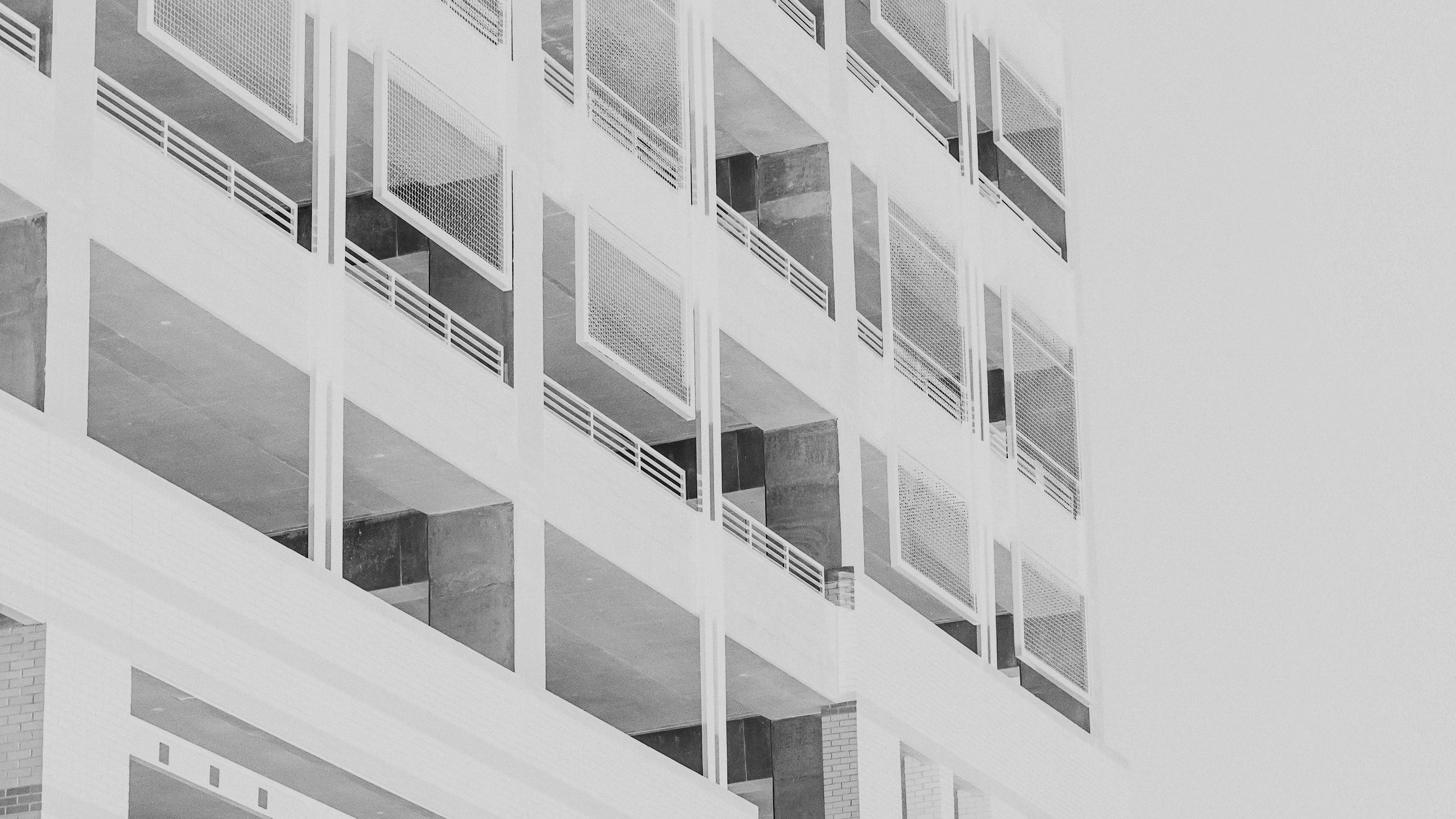 3840x2160 wallpaper for desktop, laptop. bw night building window white architecture city