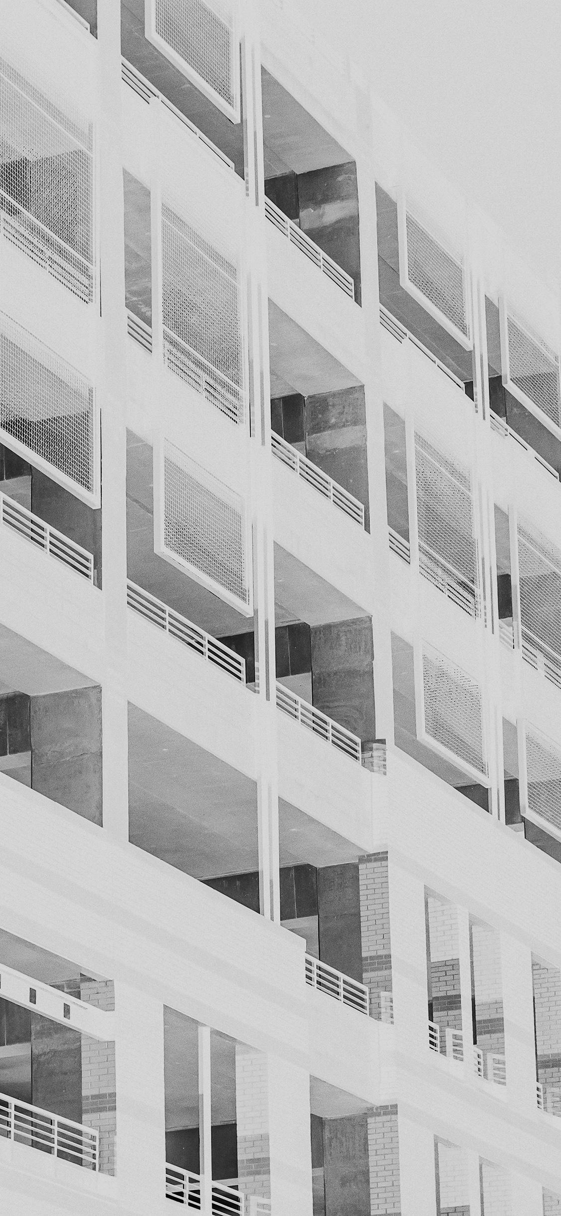 1125x2436 Bw Night Building Window White Architecture City Wallpaper