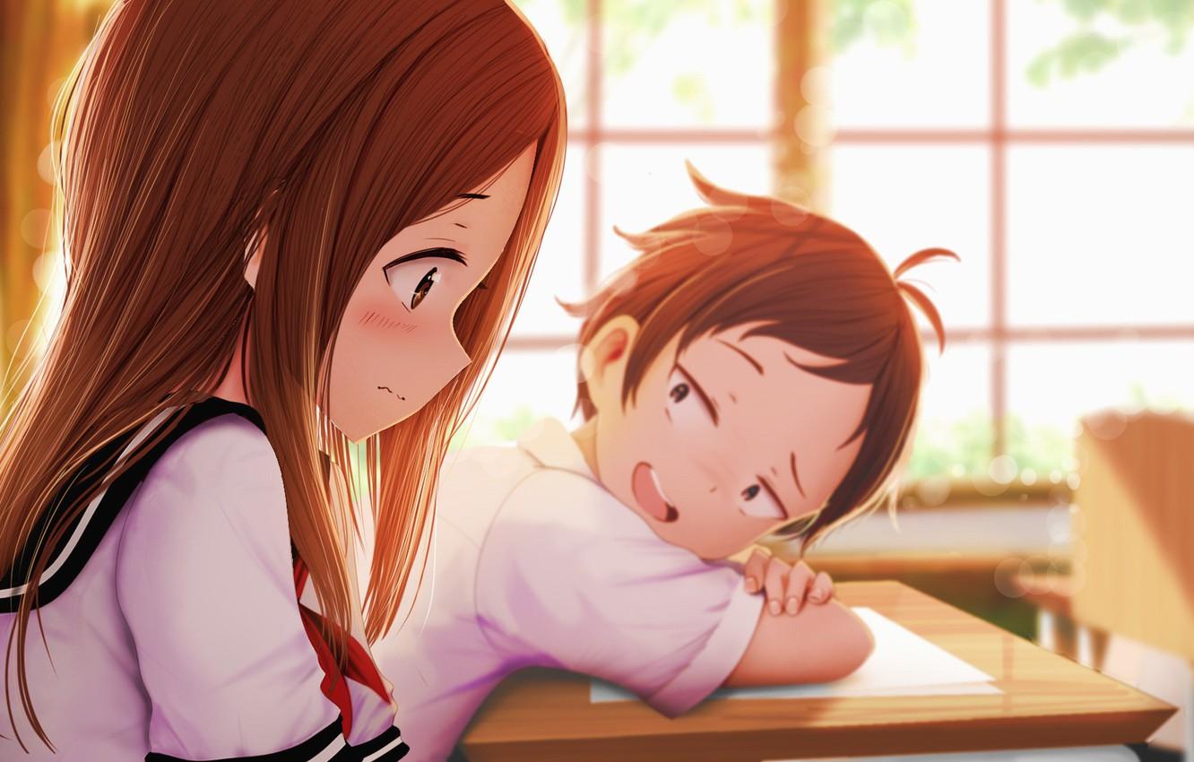 1332x850 Wallpaper Boy, Girl, School, Class, Students, Karakai Jouzu No Takagi San Image For Desktop, Section сёнэн