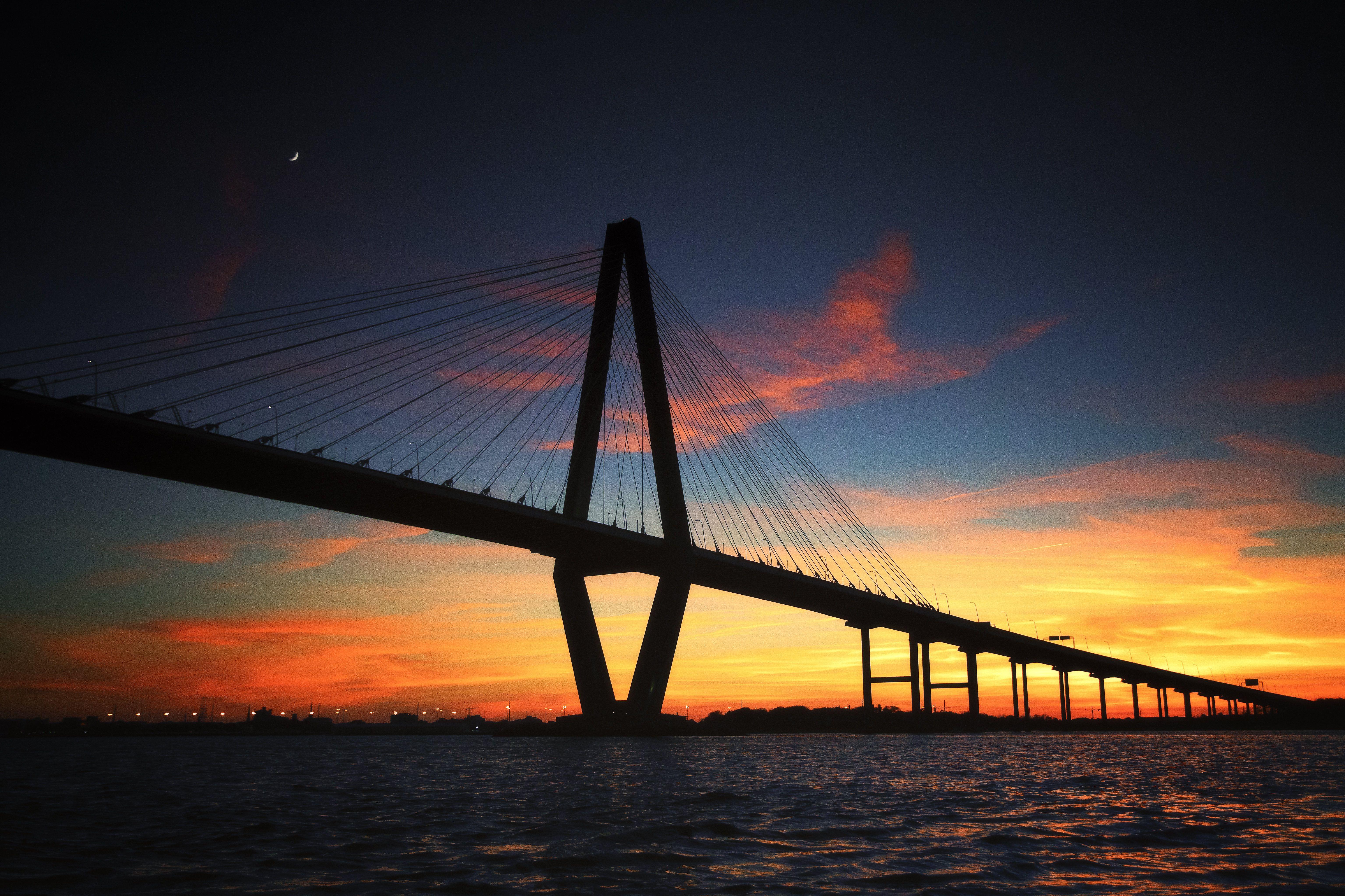 6144x4096 Ravenel Bridge Suilhouette In United States 4k Ravenel Bridge Suilhouette In United States 4k wallpaperk wallpaper, The unit, Wallpaper