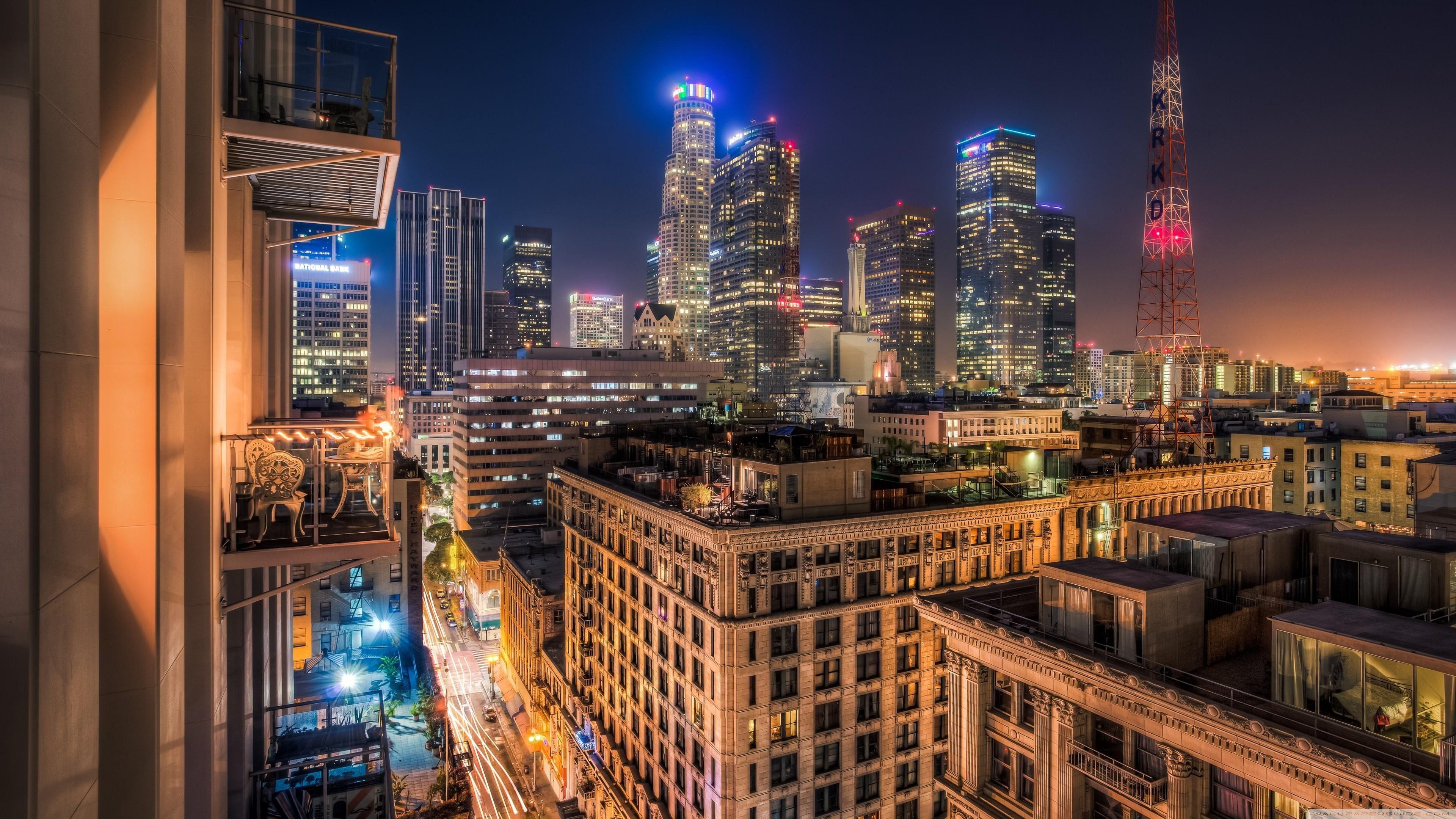 3840x2160 los angeles #downtown city lights united states #usa #night #lights #lifestyle K #wallpaper #hdwallpap. Los angeles wallpaper, City lights, Los angeles picture