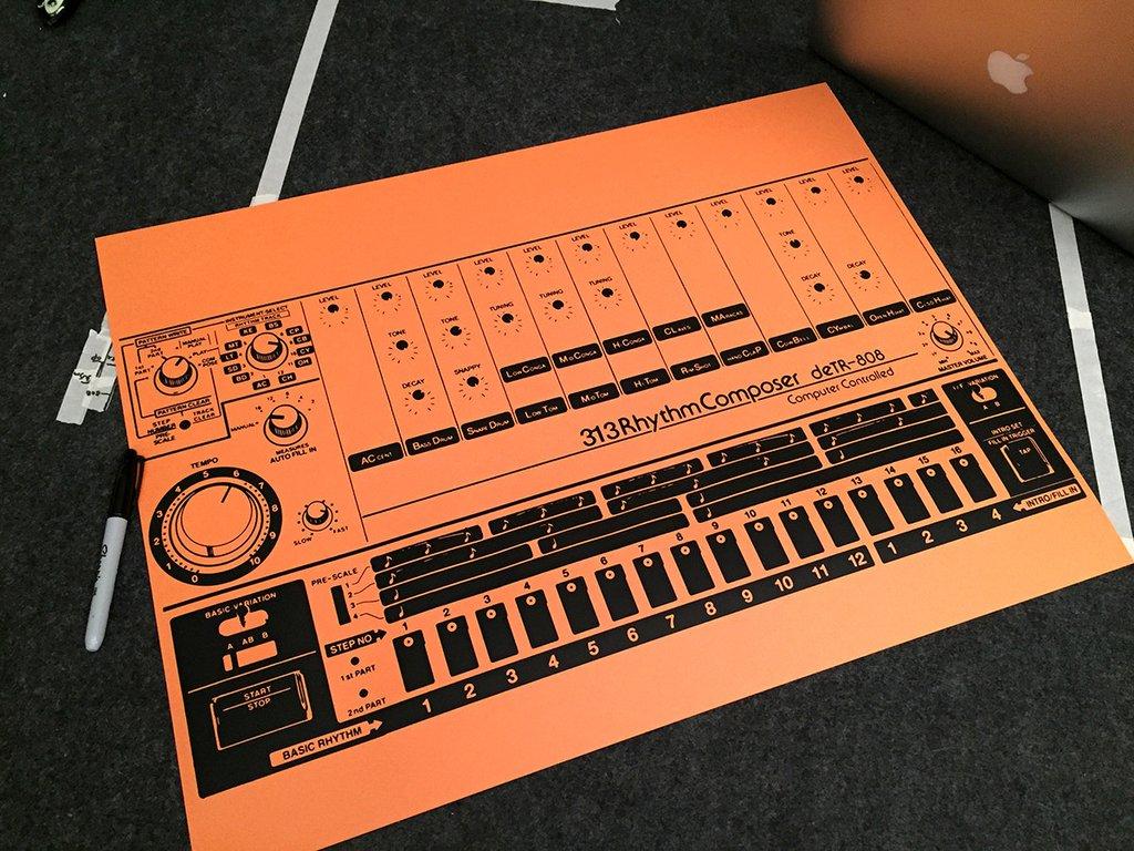 1024x768 Art Print, Vintage Drum Machine Poster