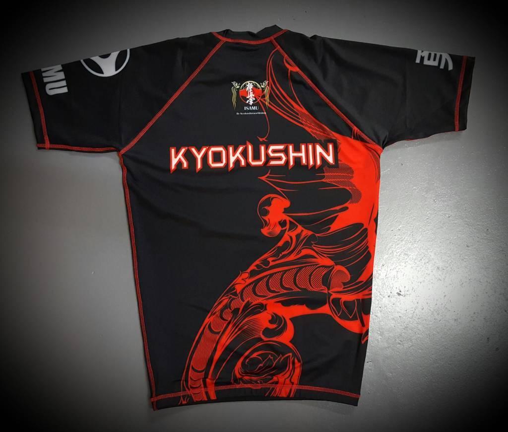 1024x870 ISAMU KYOKUSHIN KARATE FIGHT RASHGUARD RYUU BLACK RED