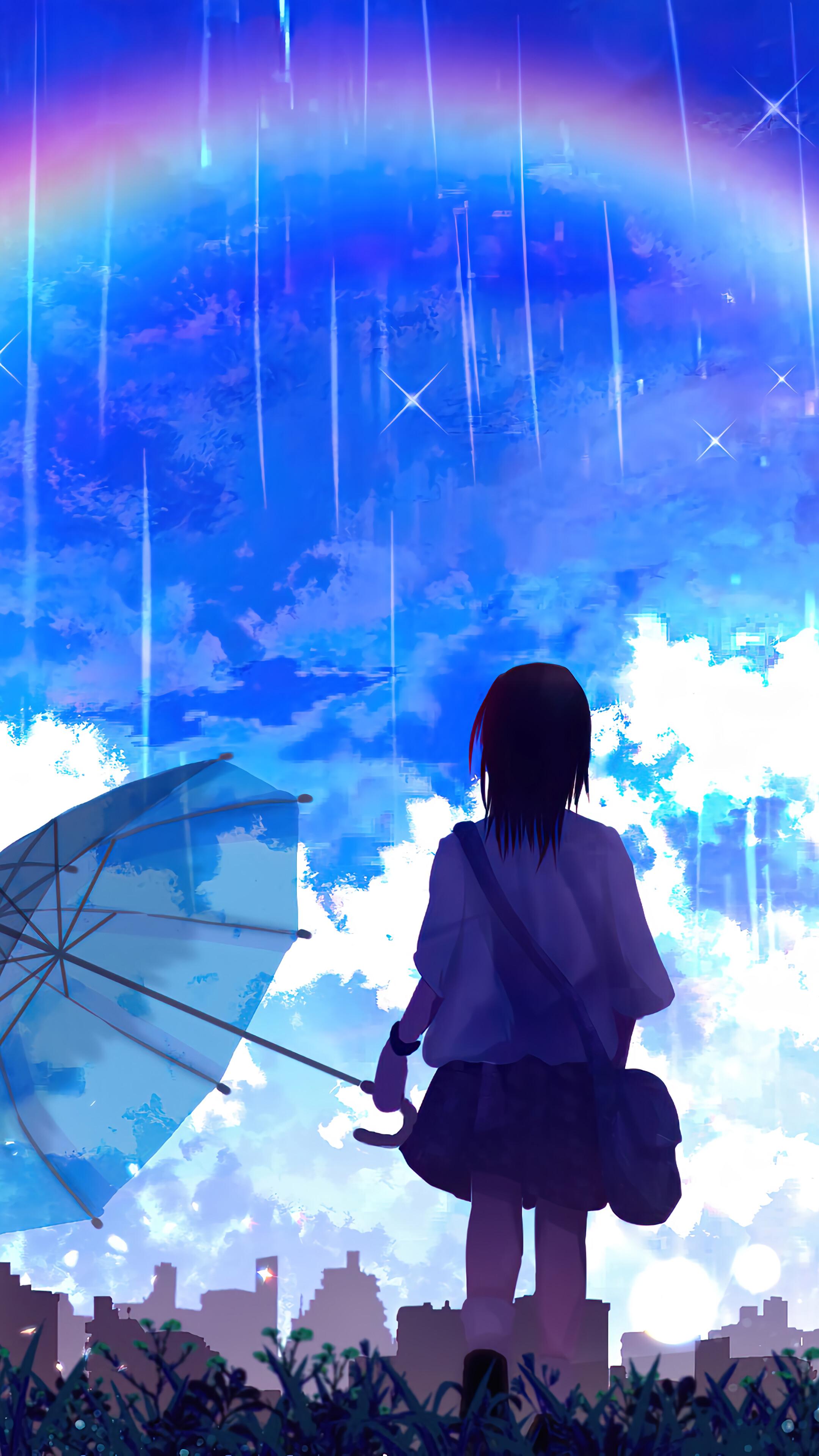 2160x3840 Anime, Girl, Rainbow, Scenery, Raining, Umbrella, 4K phone HD Wallpaper, Image, Background, Photo and Picture. Mocah HD Wallpaper