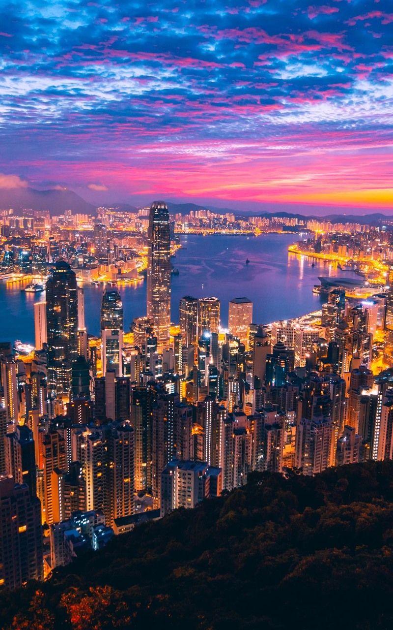 800x1280 Hong Kong City View. City landscape, City view night, City lights wallpaper