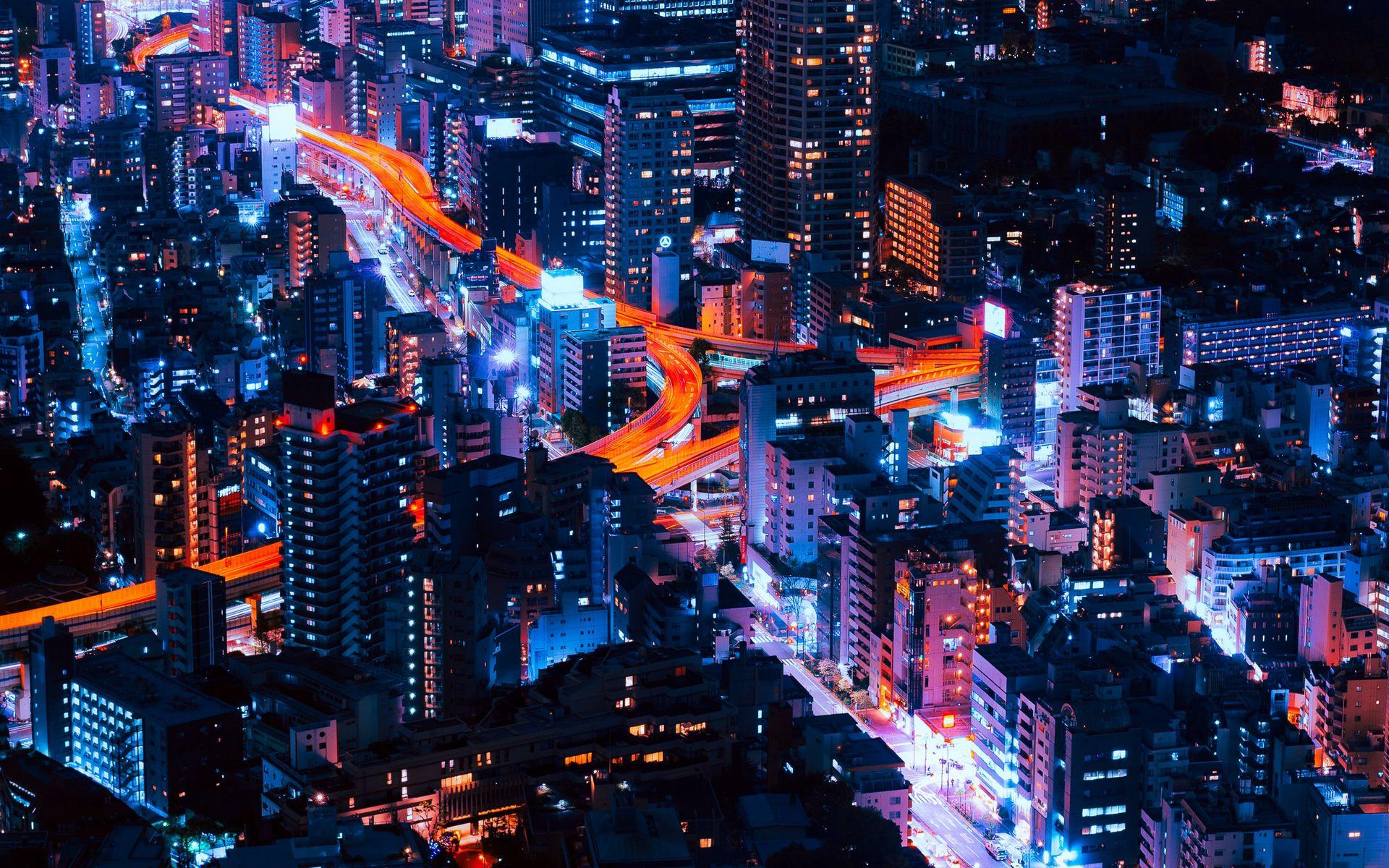 1920x1200 Download wallpaper 1920x1200 night city, buildings, top view widescreen 16:10 HD background