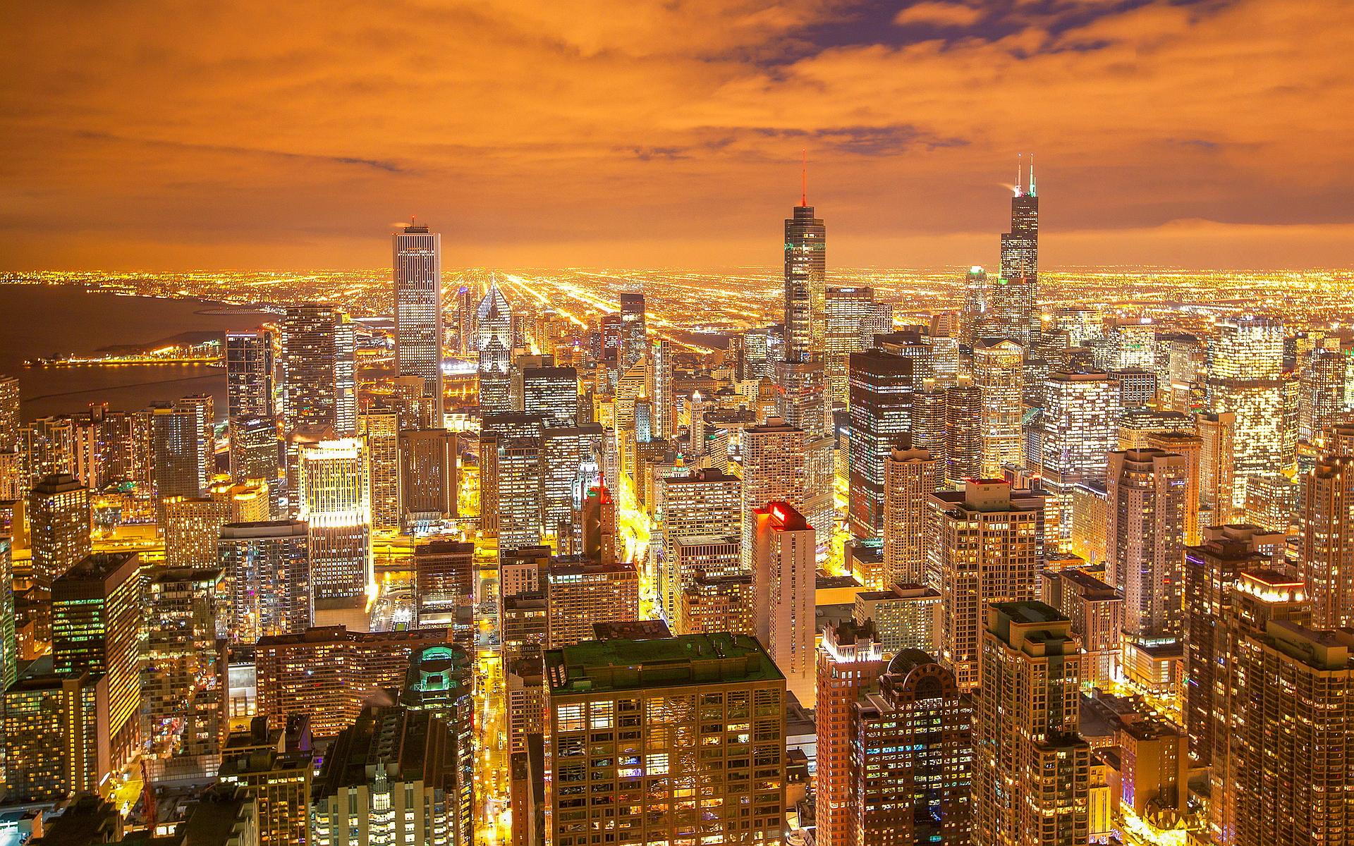 1920x1200 Chicago night city view wallpaperx1200