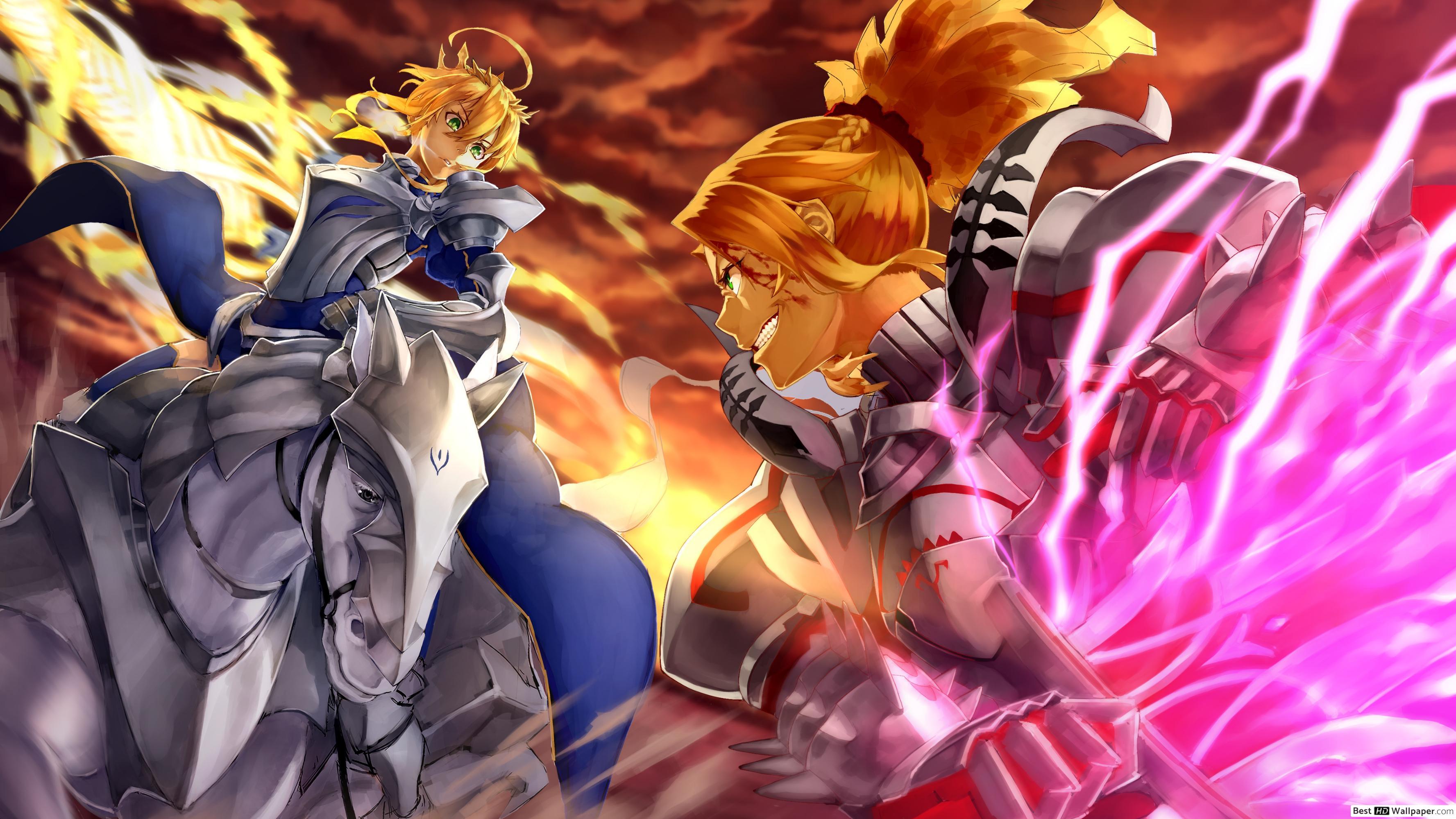 3554x1999 Fate Grand Order Pendragon & Mordred HD Wallpaper Download
