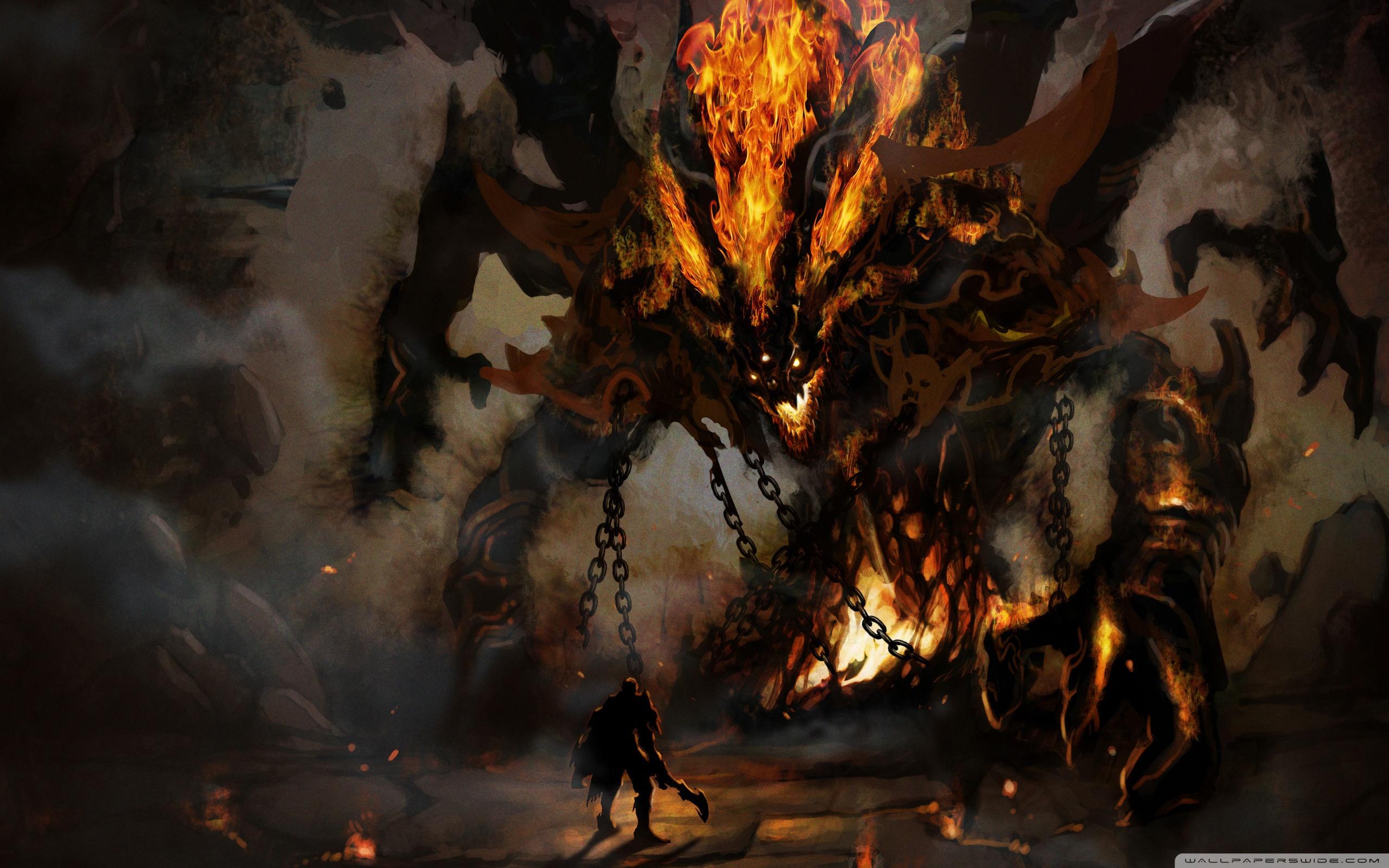 2560x1600 Fire Demon Ultra HD Desktop Background Wallpaper for : Multi Display, Dual Monitor : Tablet