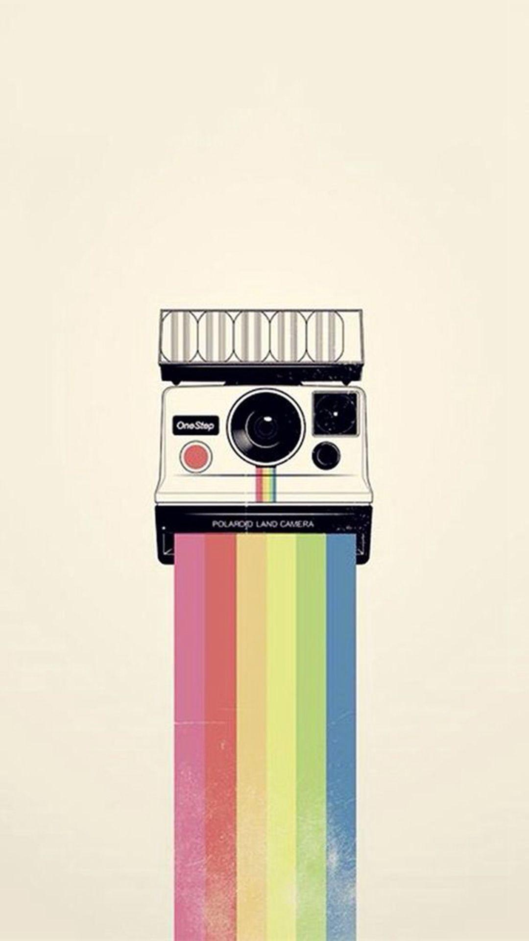 1080x1920 Polaroid Camera Colorful Rainbow Illustration #iPhone #plus