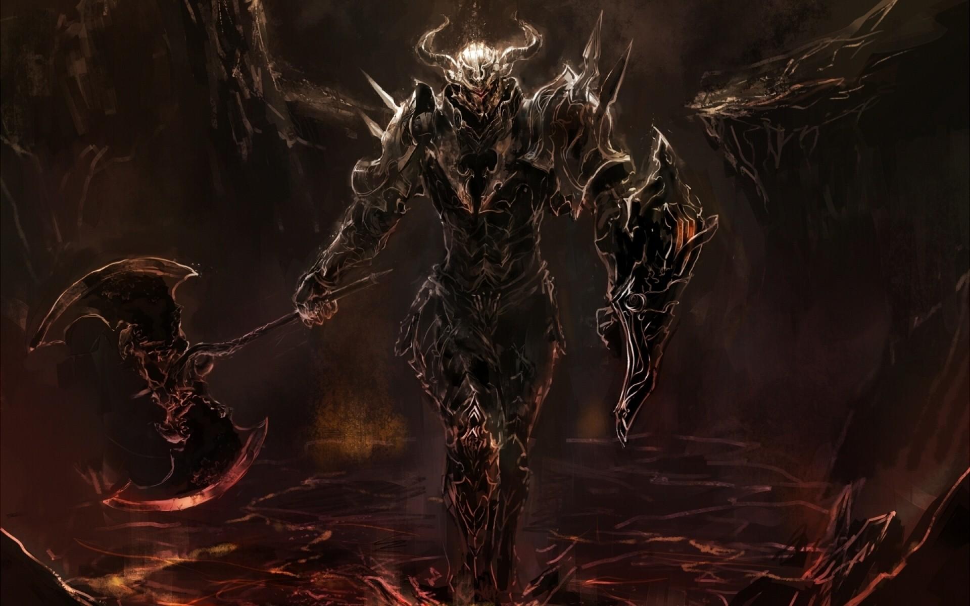 1920x1200 knight warrior artwork fantasy art dark lava death medieval wallpaper