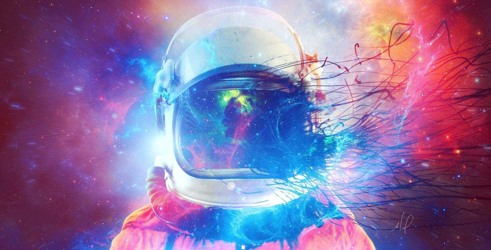 1920x980 Download 1920x980 Astronaut, Space, Stars, Digital Art Wallpaper