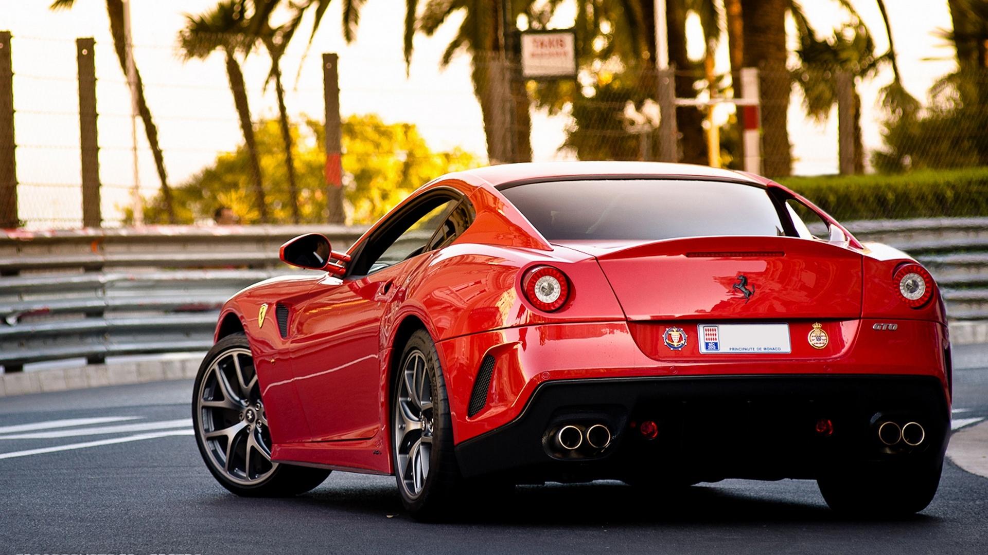 1920x1080 Photo Ferrari 599 GTO expensive Red auto Back view 1920x1080