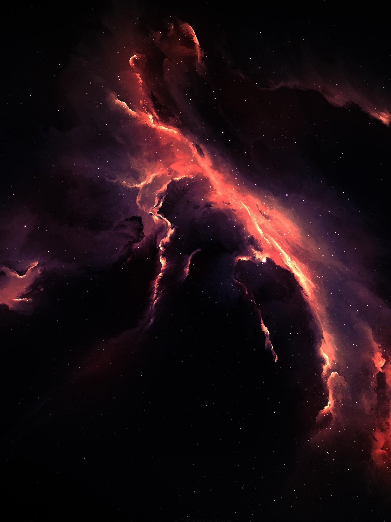 1536x2048 Download 1536x2048 Flame Nebula, Galaxy, Cosmos, Outer Space Wallpaper for Apple iPad Mini, Apple IPad 4