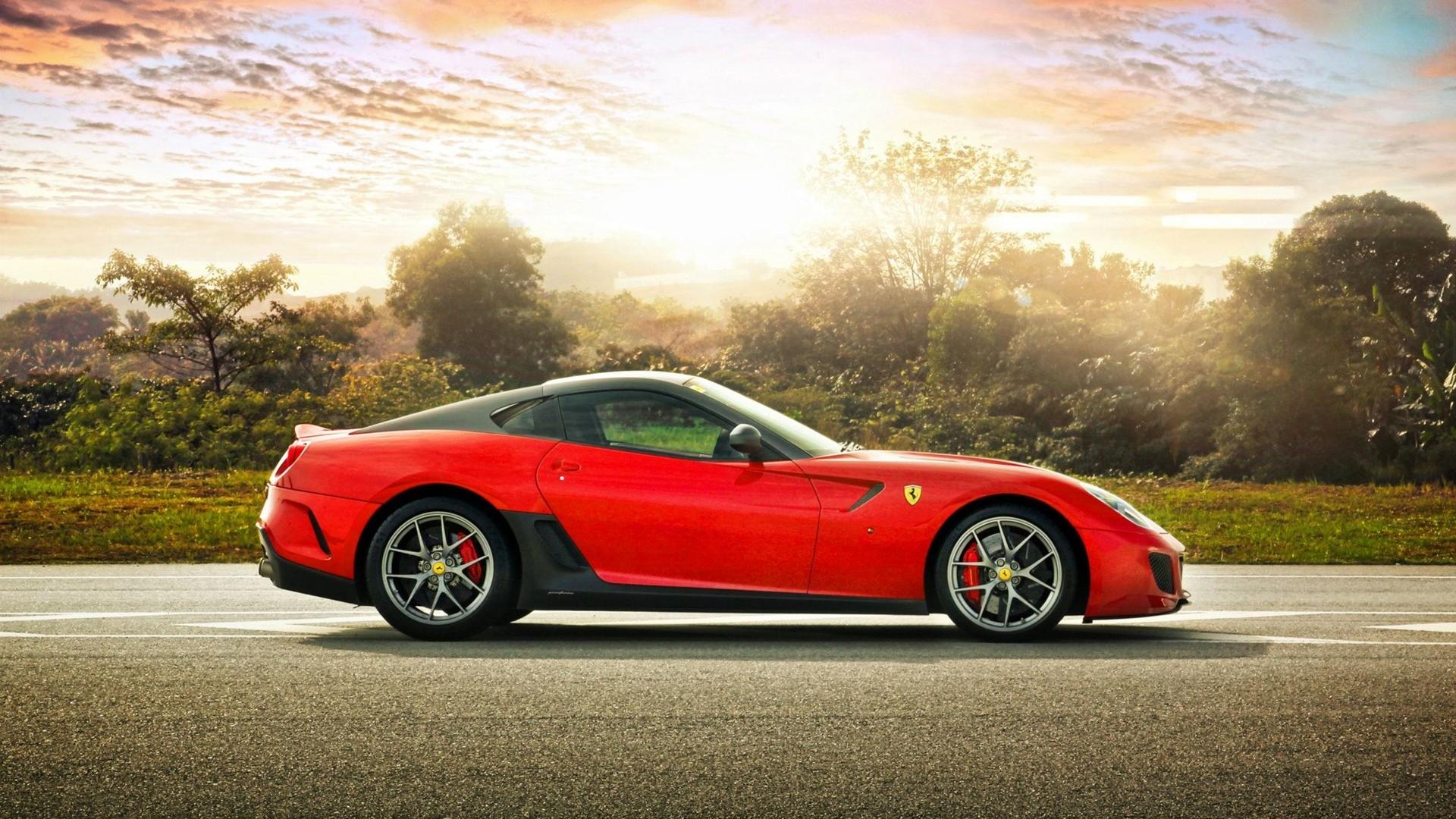 1920x1080 sunset, Red, Ferrari, Ferrari, Gto, Side, View Wallpaper HD / Desktop and Mobile Background