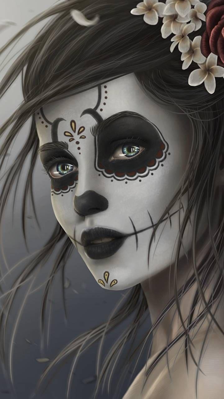 720x1280 Download Woman in white Wallpaper by AllWaysKeepItTrippy now. Browse millions of p. Sugar skull artwork, Sugar skull girl, Skull girl tattoo