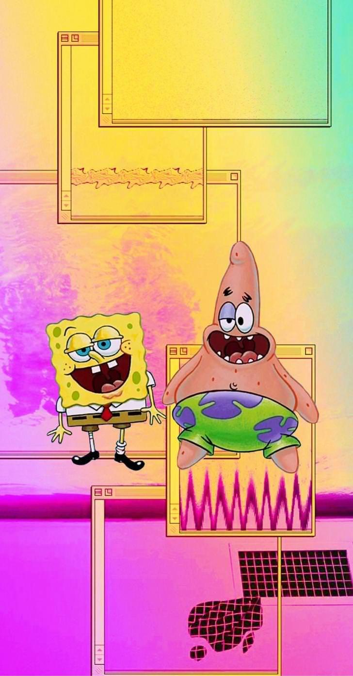 728x1392 Aesthetic Spongebob Wallpaper Black
