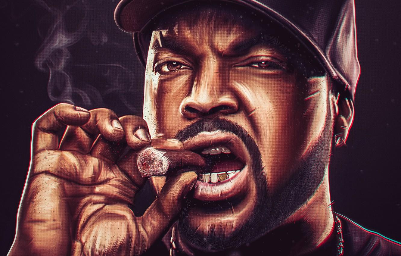 1332x850 Photo Wallpaper Chain, Male, Ice Cube, Cigar, Rapper Cube With Cigar