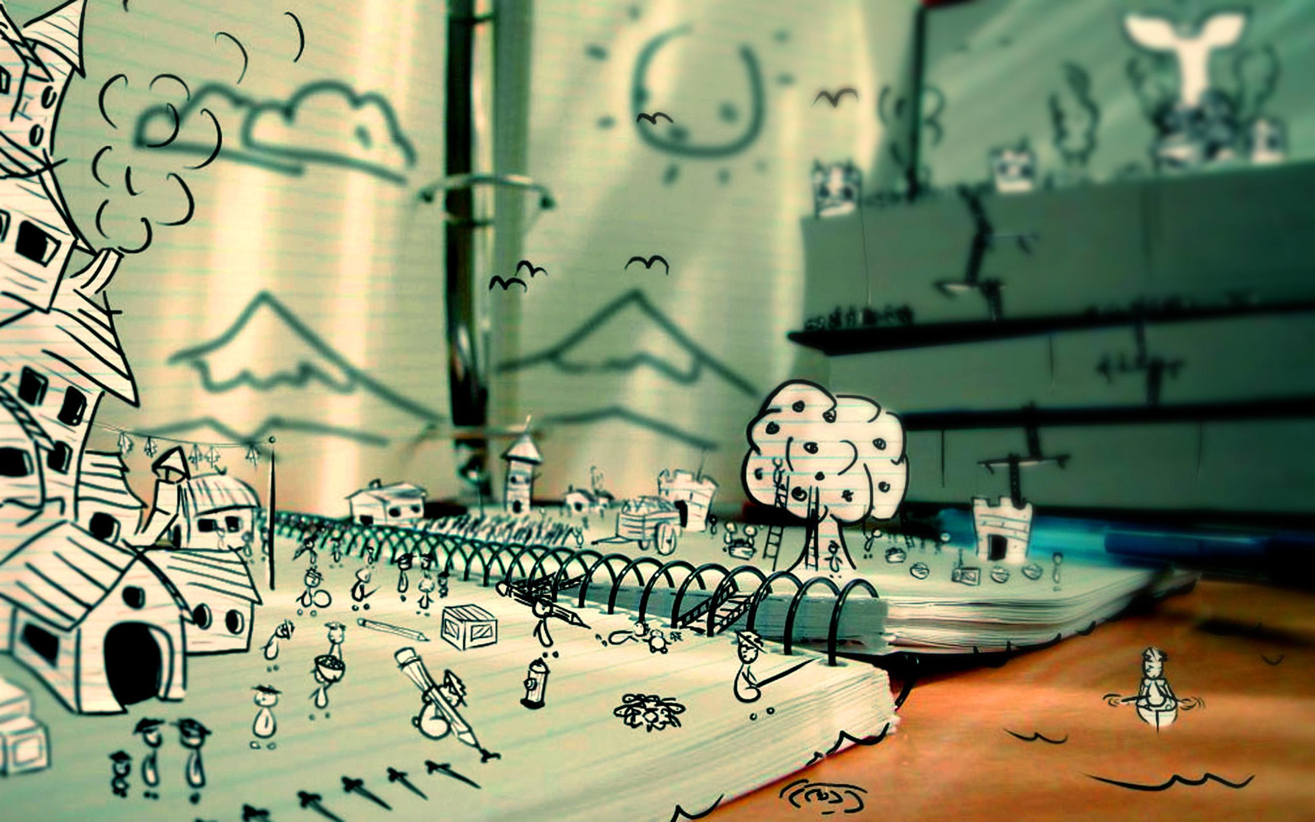 2560x1600 wallpaper HD kostenlos, font, drawing, city, illustration, art