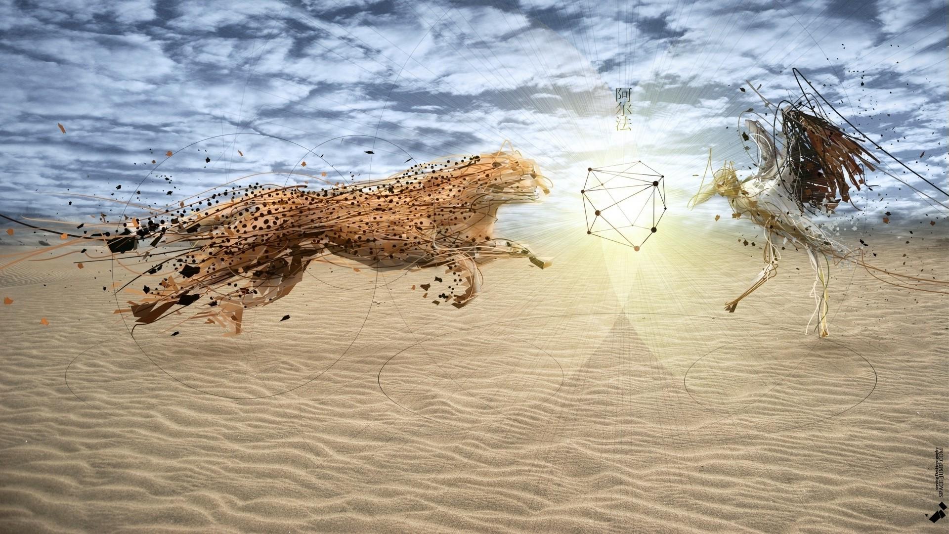 1920x1080 animals, Digital Art, Nature, Leopard, Photo Manipulation, Birds, Sand, Desert, Low Poly, Clouds, Wavy Lines, Dots, Sun Rays, Artwork, Circle Wallpaper HD / Desktop and Mobile Background