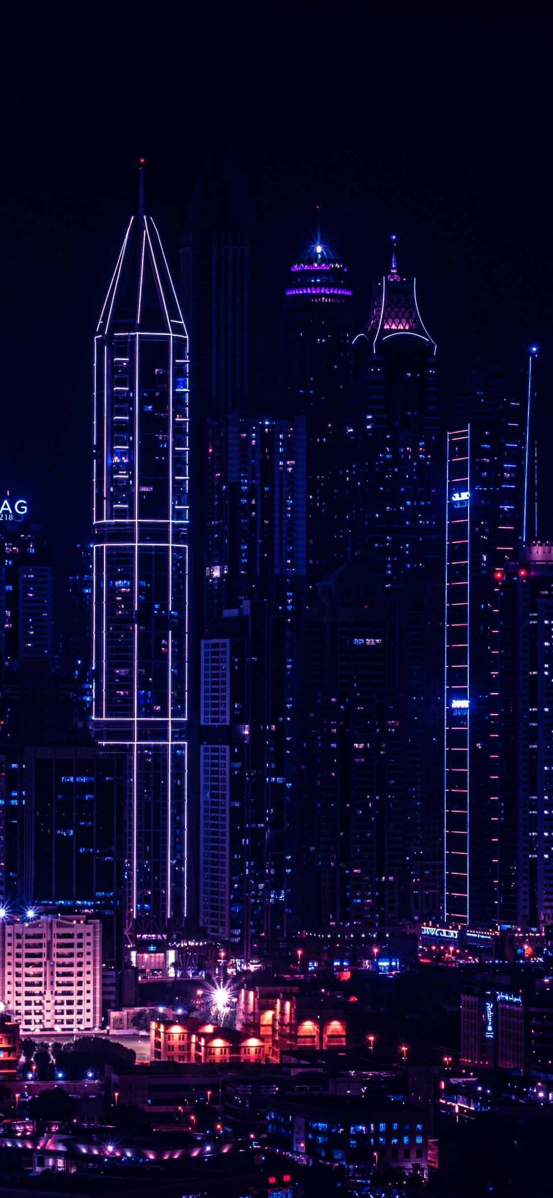 1125x2436 Download 1125x2436 wallpaper city, night, lights of buildings, cityscape, iphone x 1125x2436 HD image, background, 23571