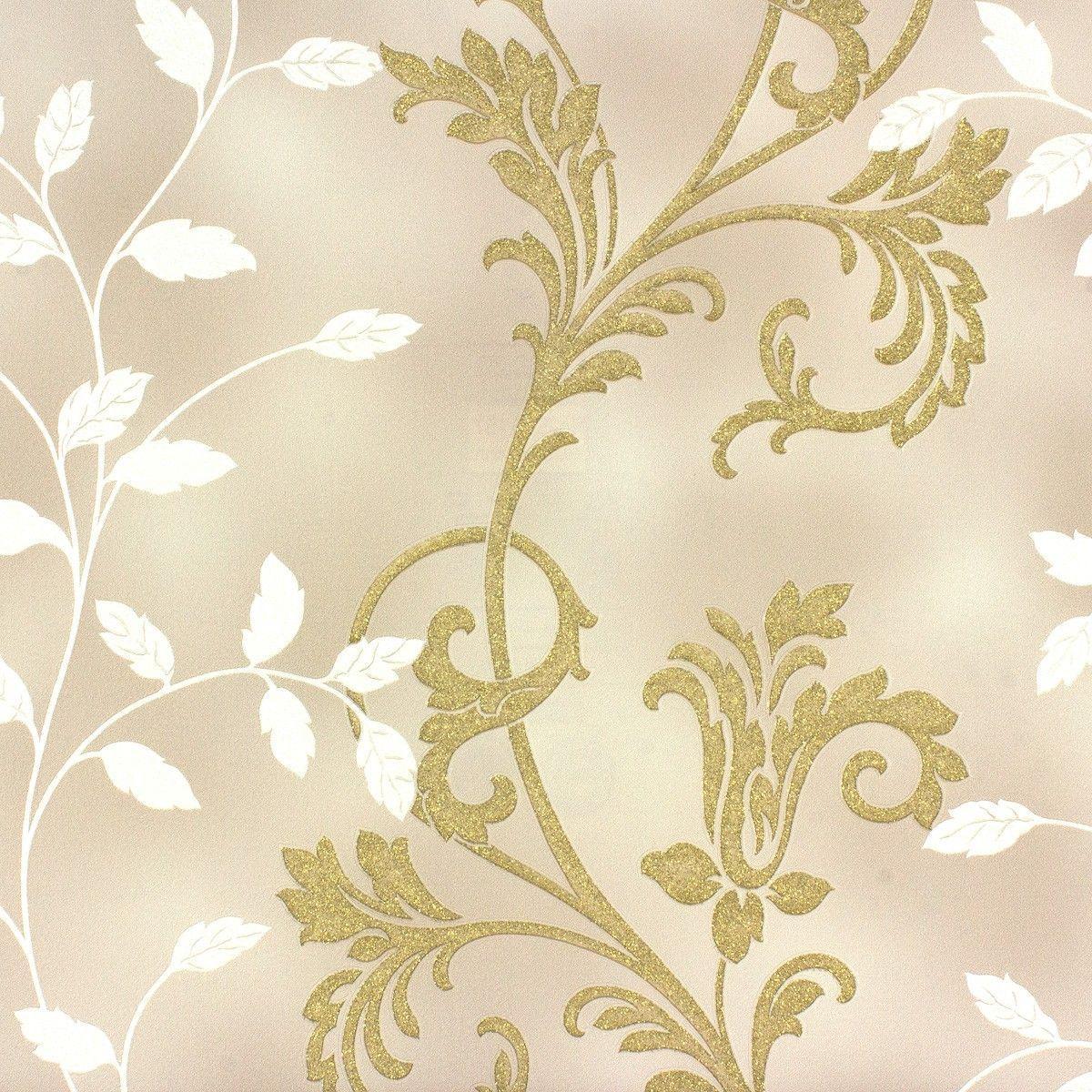 1200x1200 White And Gold Wallpaper
