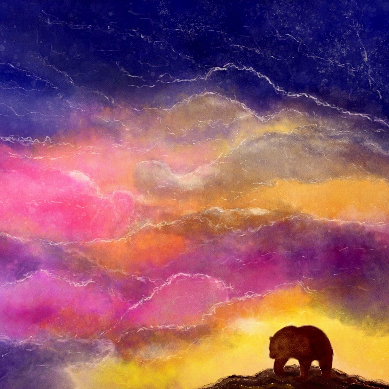 1280x1280 Download wallpaper 1280x1280 bear, art, colorful, sky ipad, ipad ipad mini for parallax HD background