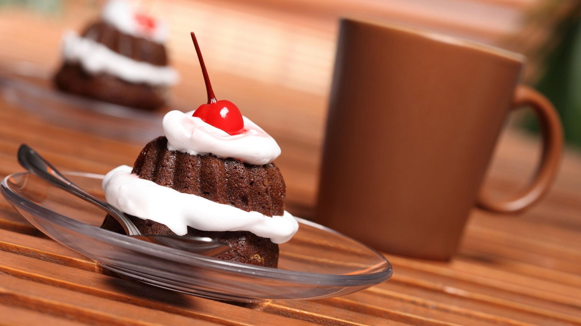 1920x1080 cherries, Cupcakes, Dessert, Cream, Biscuit Wallpaper HD / Desktop and Mobile Background