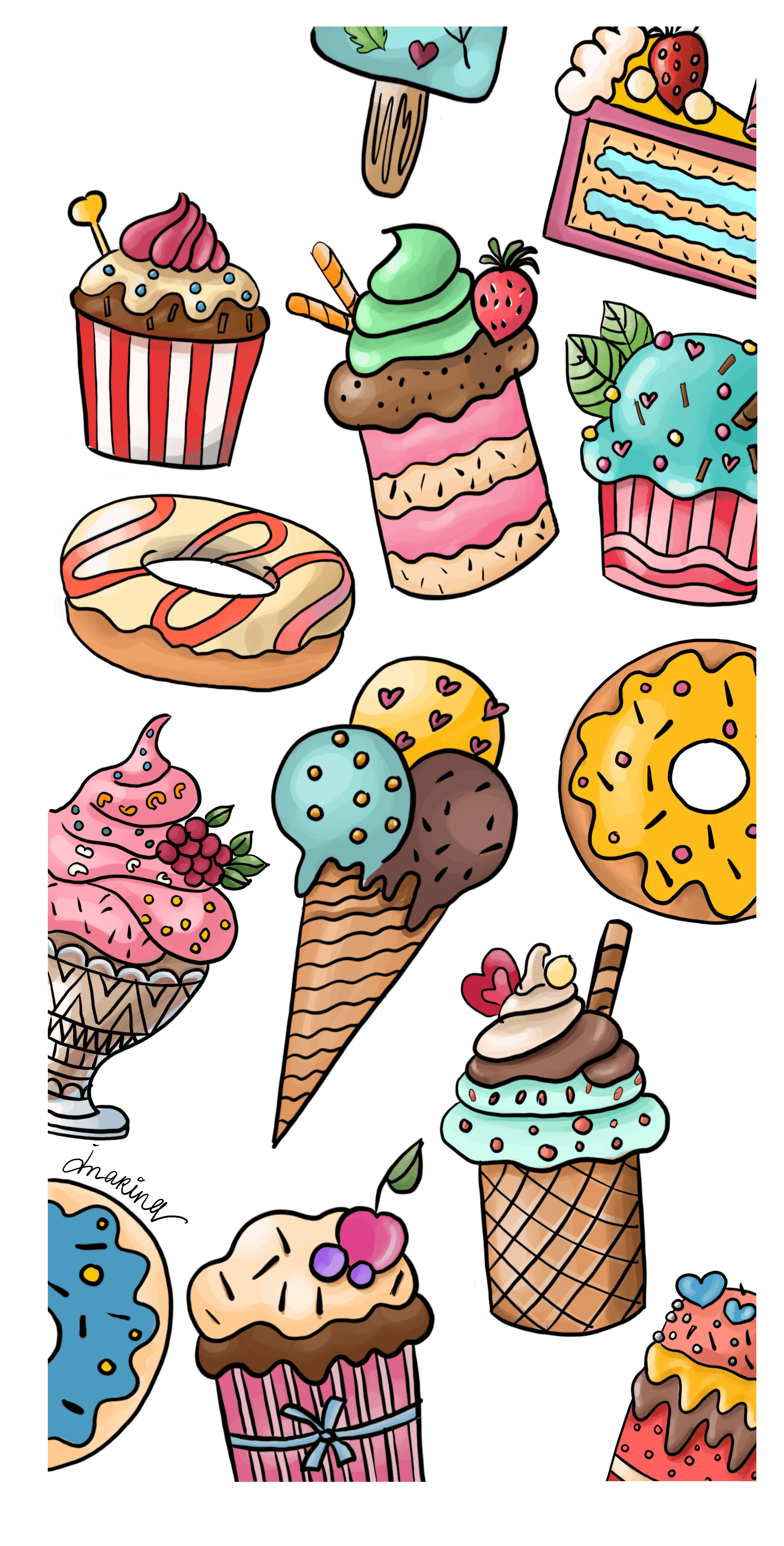 1984x3912 Kawaii Dessert Wallpaper