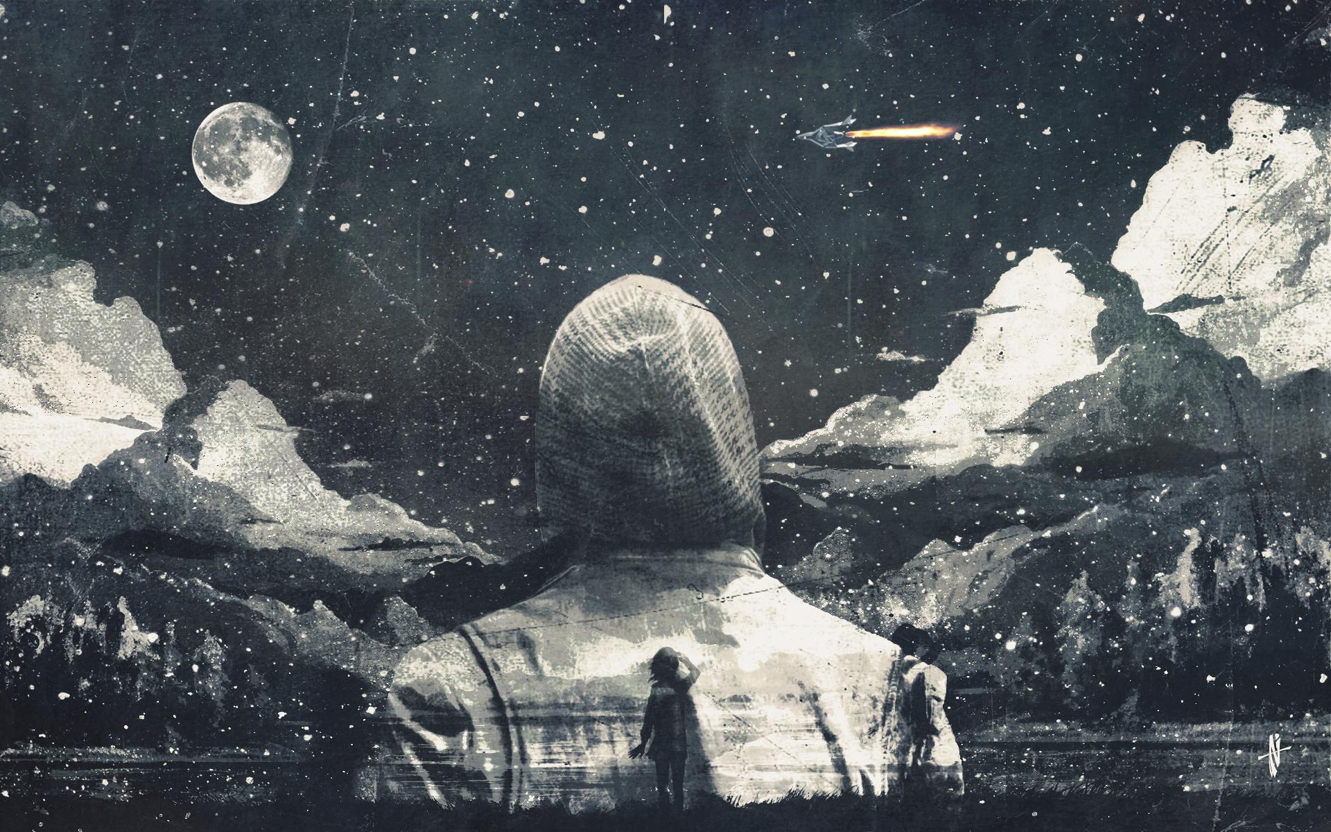 1920x1200 Space bound rocket ship