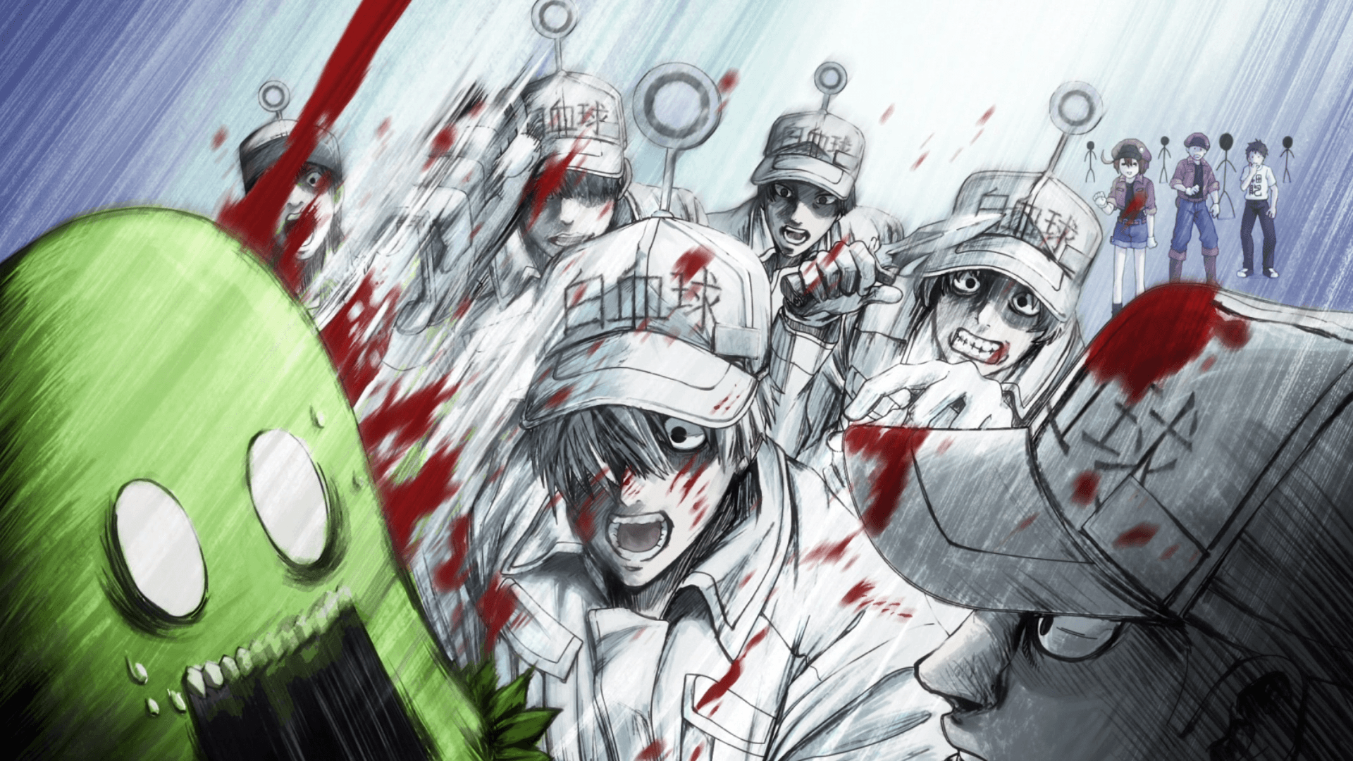 1920x1080 Hataraku Saibou Black Wallpaper