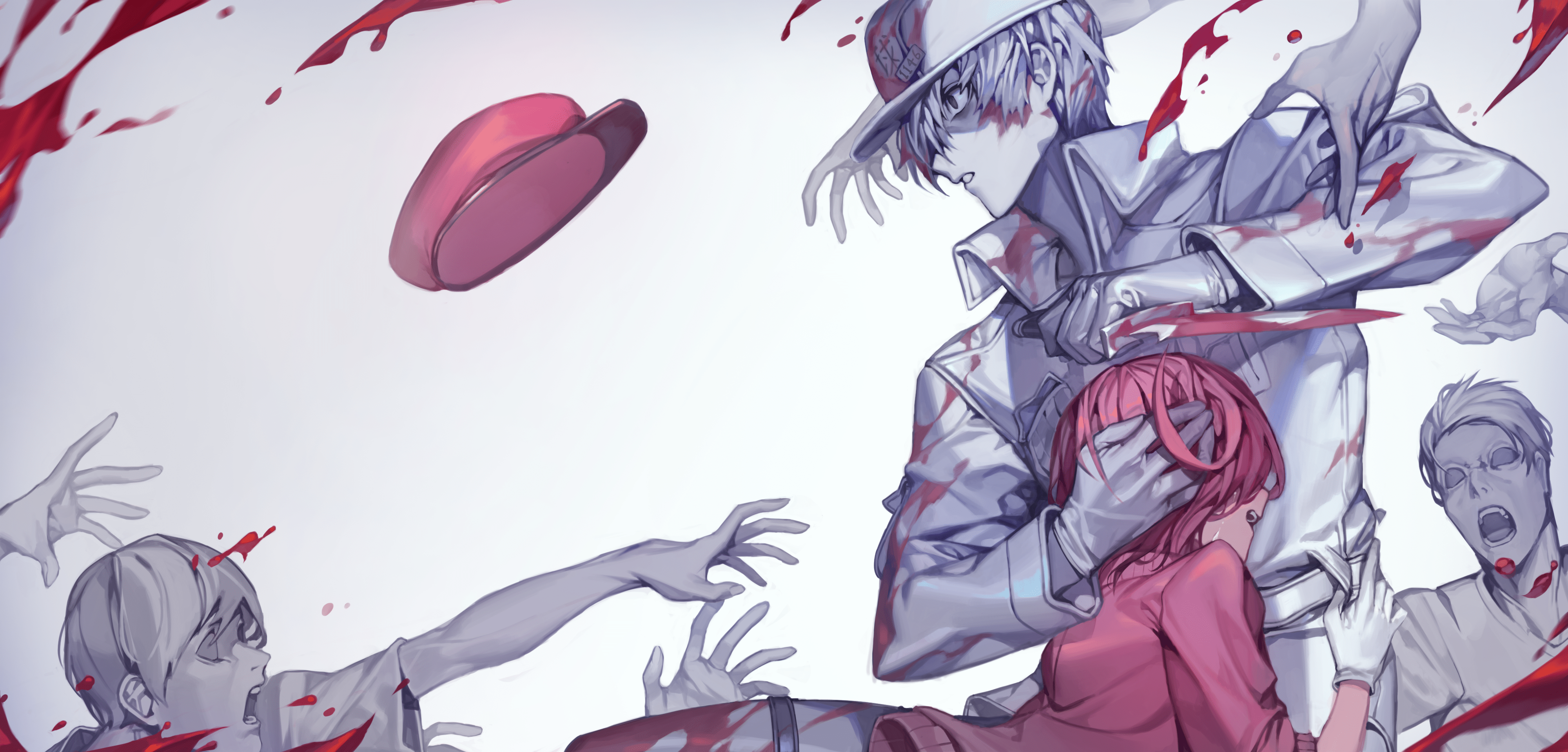 4000x1917 4K, Hataraku Saibou, artwork, blood. Mocah HD Wallpaper