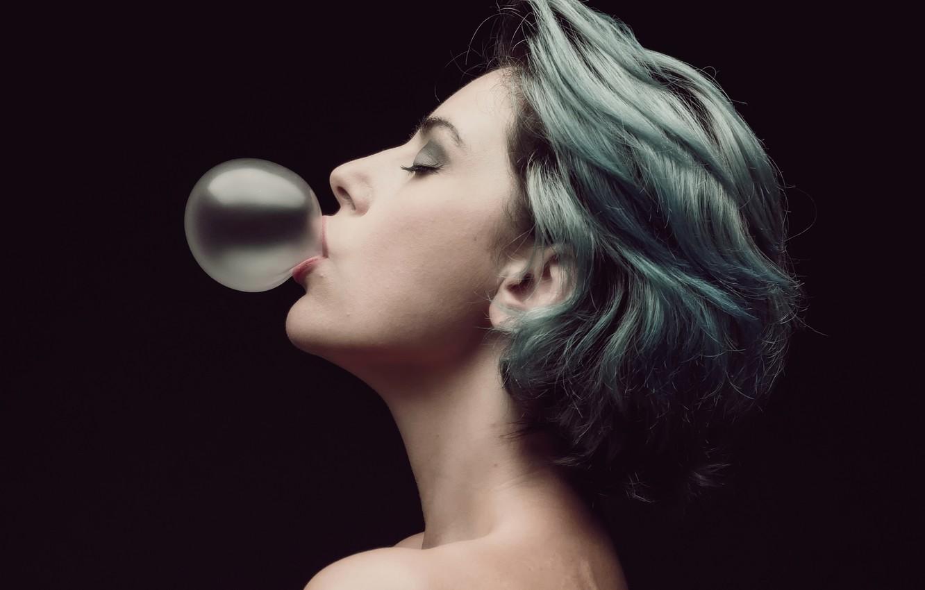 1332x850 Wallpaper girl, profile, chewing gum image for desktop, section девушки