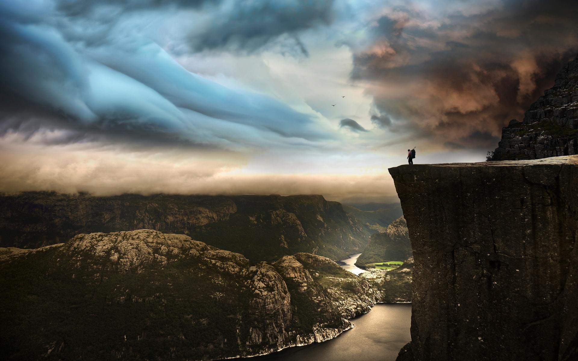 1920x1200 Pulpit Rock Wallpaper 4K, Preikestolen cliff, Norway, Cloudy Sky, World