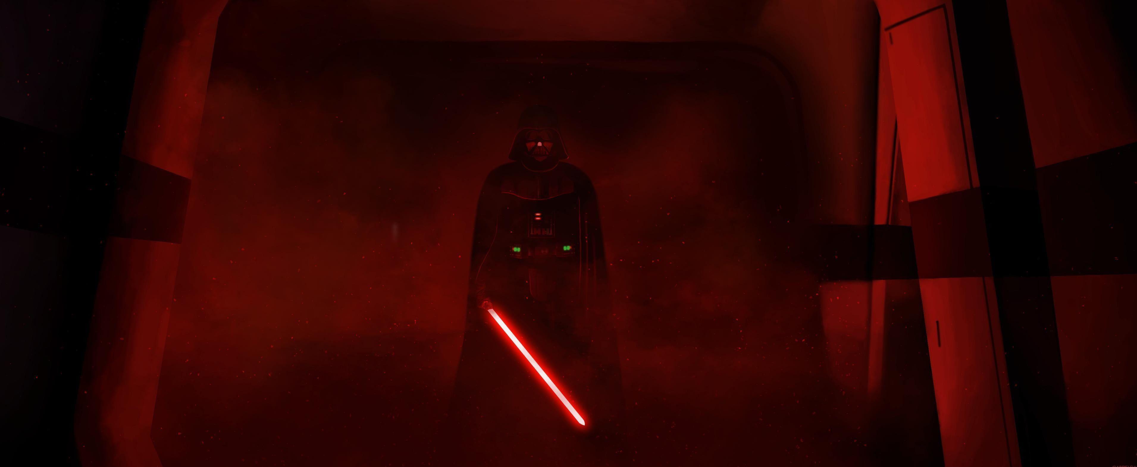 3822x1572 Star Wars #red Darth Vader sith lord #man #sith #pearls #uniform #seifuku #cape the best Rogue On. Star wars wallpaper, Darth vader wallpaper, Darth vader artwork