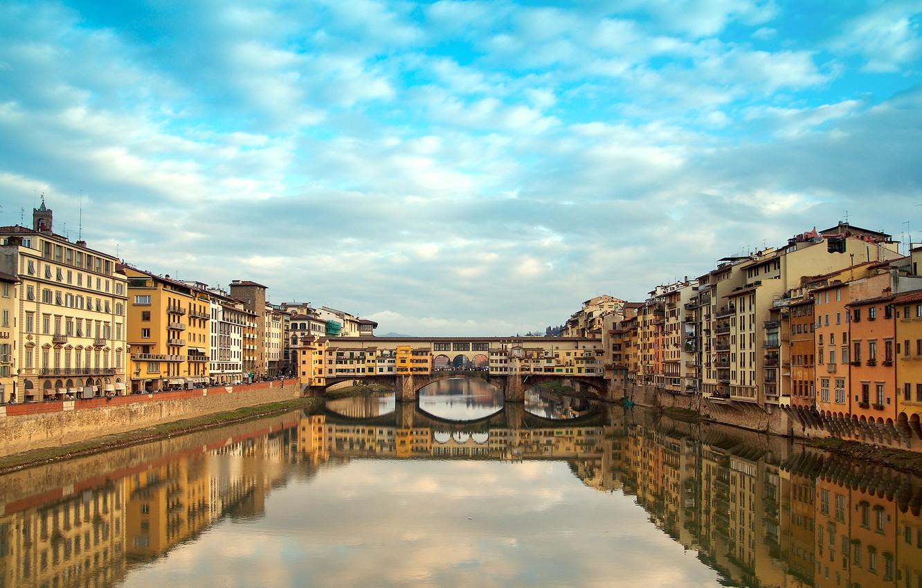 1332x850 Wallpaper river, building, Italy, Florence, Italy, Florence, Old Bridge, Old bridge image for desktop, section город