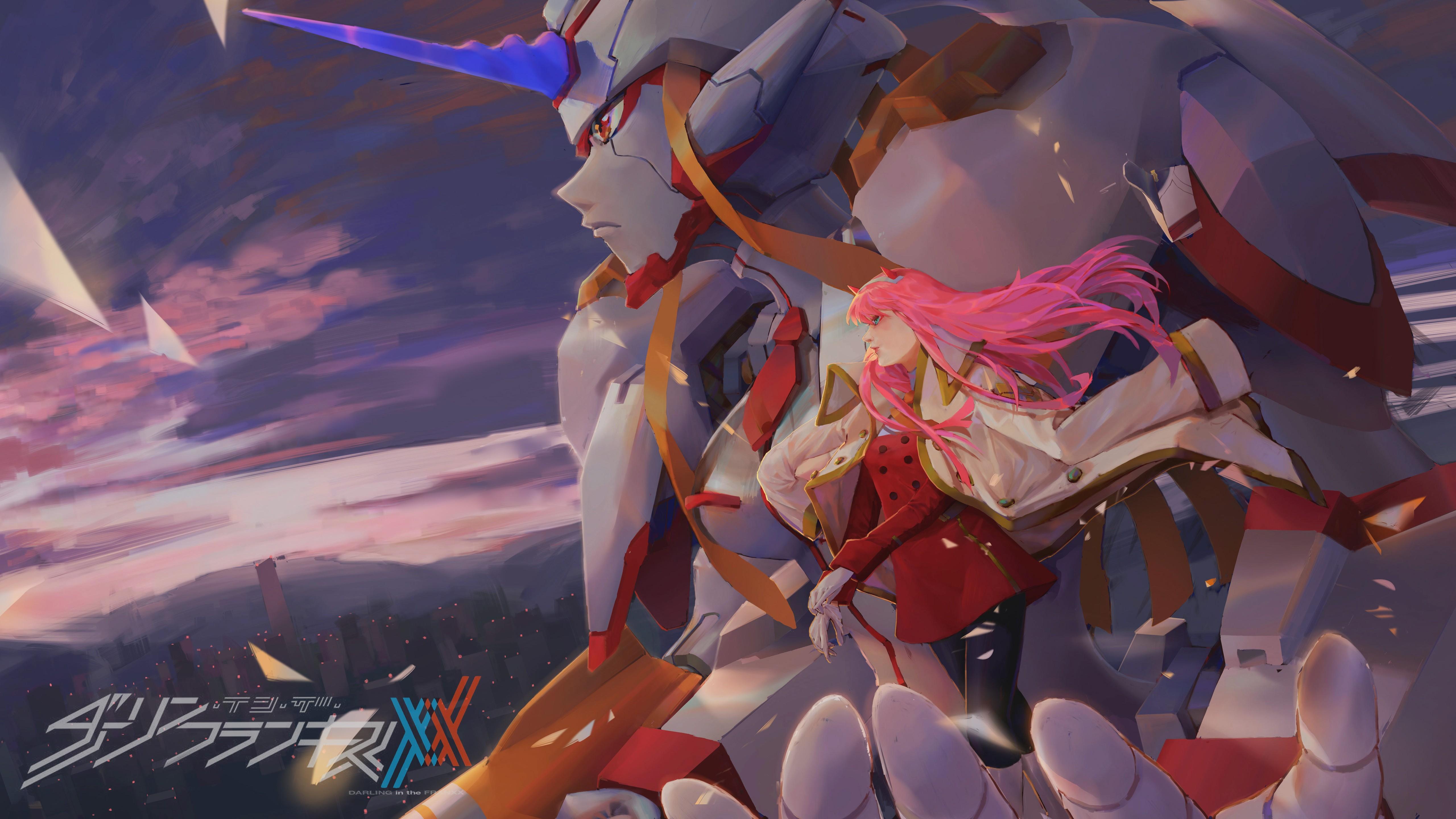 5120x2880 Darling In The FranXX Zero Two On Strelizia Hand 4K 5K HD Anime Wallpaper