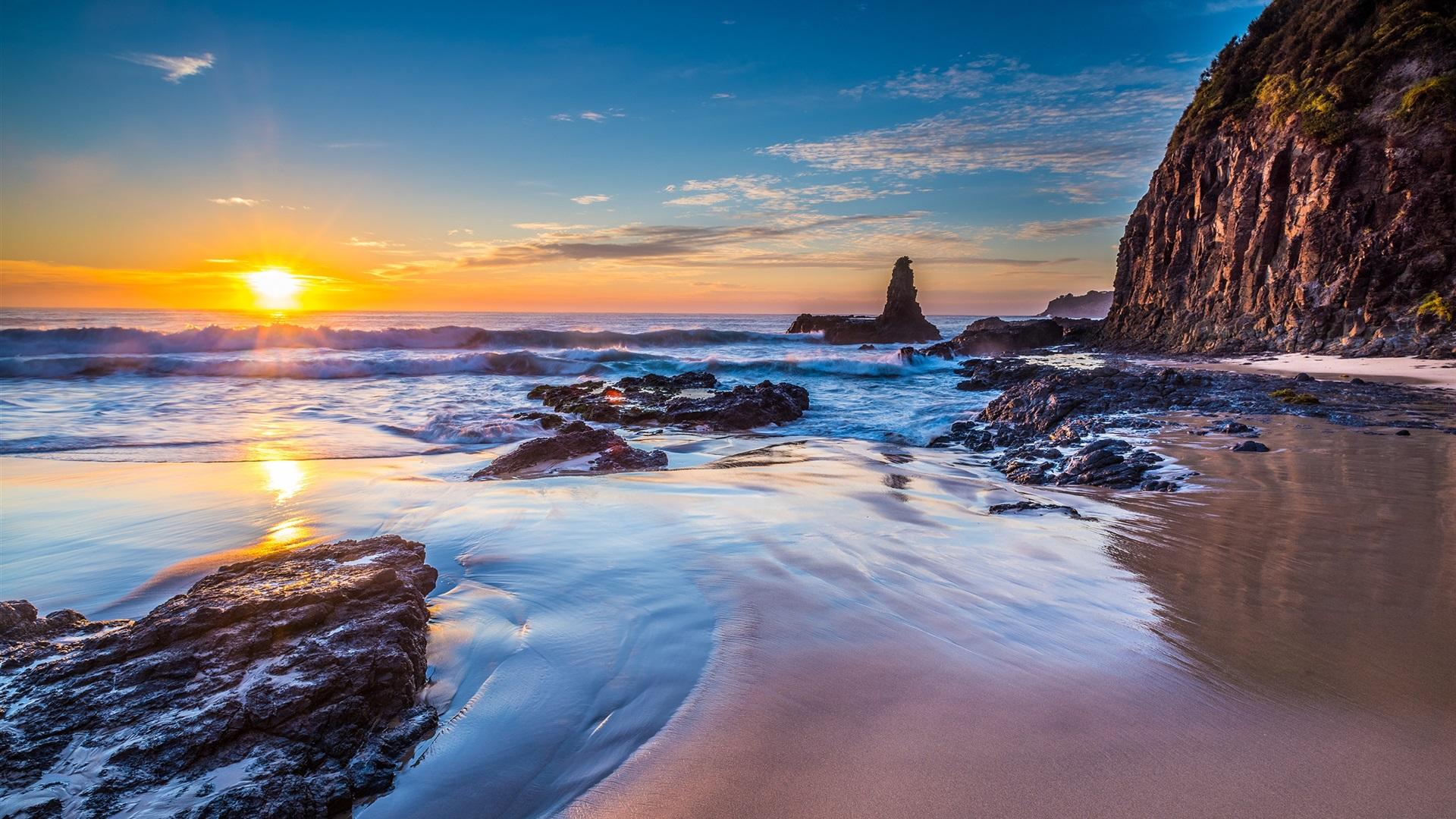 1920x1080 Wallpaper Jones Beach, Kiama Downs, New South Wales, Australia, sea, sunrise 2560x1600 HD Picture, Image