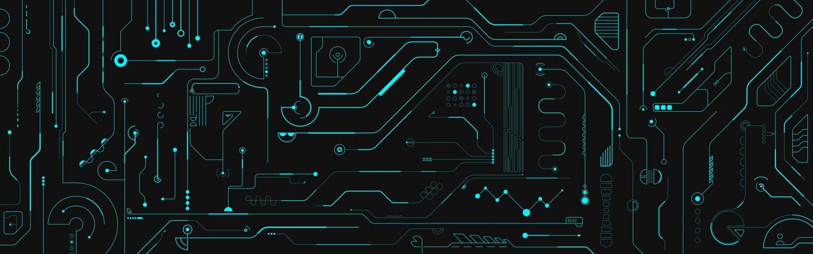 1600x500 illustration, digital art, circuits, line, number, screenshot, computer wallpaper, font. Mocah HD Wallpaper