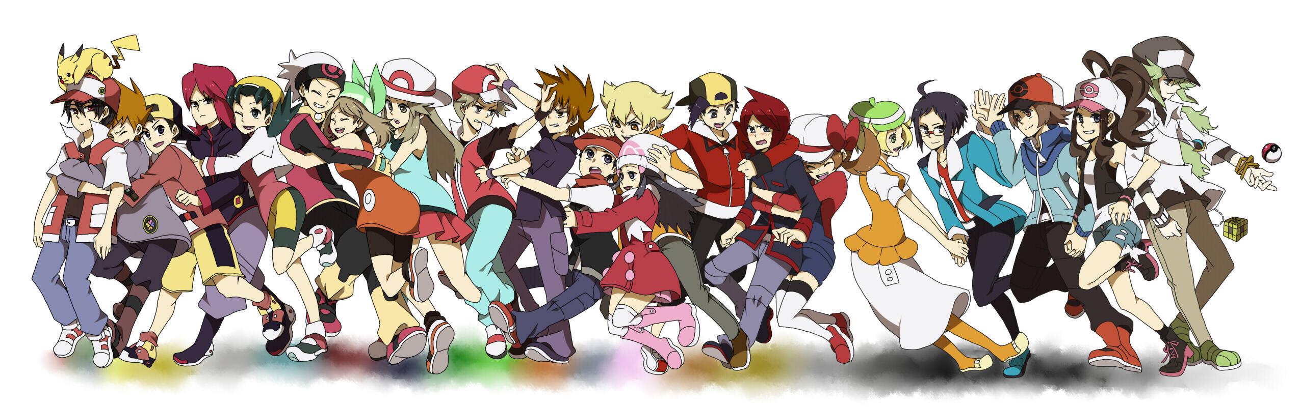 2550x800 Pokémon Red & Green Anime Image Board