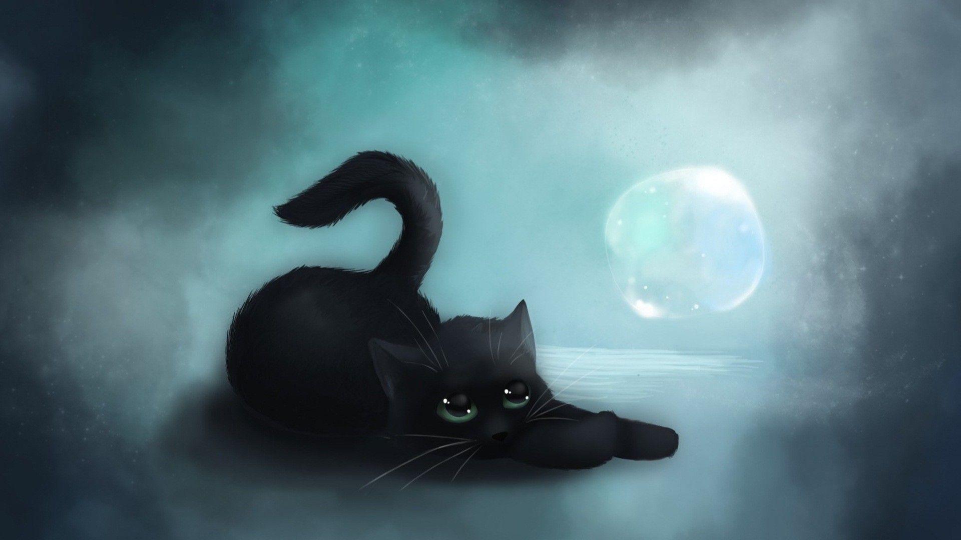 1920x1080 Black Cat PC Wallpaper