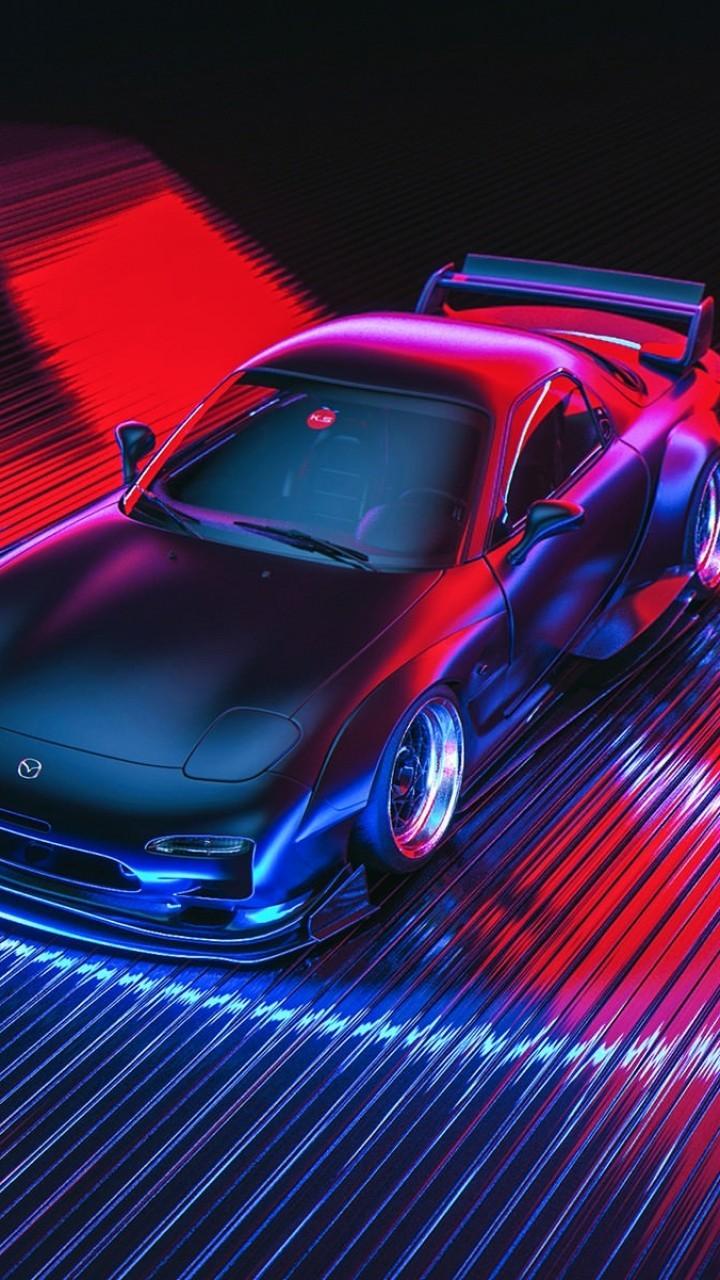 720x1280 Download 720x1280 Mazda, Neon Lights, Racing Cars, Artwork, Digital Art Wallpaper for Galaxy S Galaxy Note II, Galaxy Nexus, Alcatel One Touch Idol Ultra