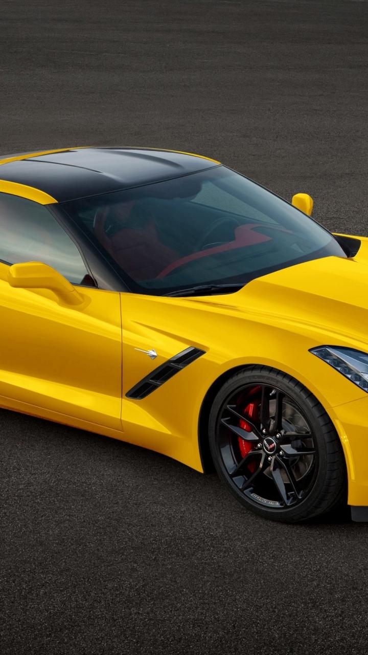 720x1280 Download 720x1280 wallpaper sports car, yellow, chevrolet corvette, samsung galaxy mini s s neo, alpha, sony xperia compact z z z asus zenfone, 720x1280 HD image, background, 5393