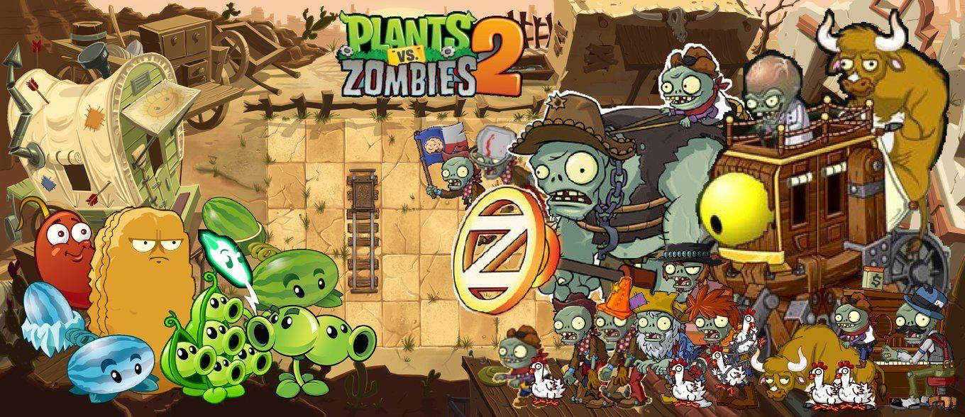 1360x588 Plants vs Zombies 2 Wild West Wallpaper